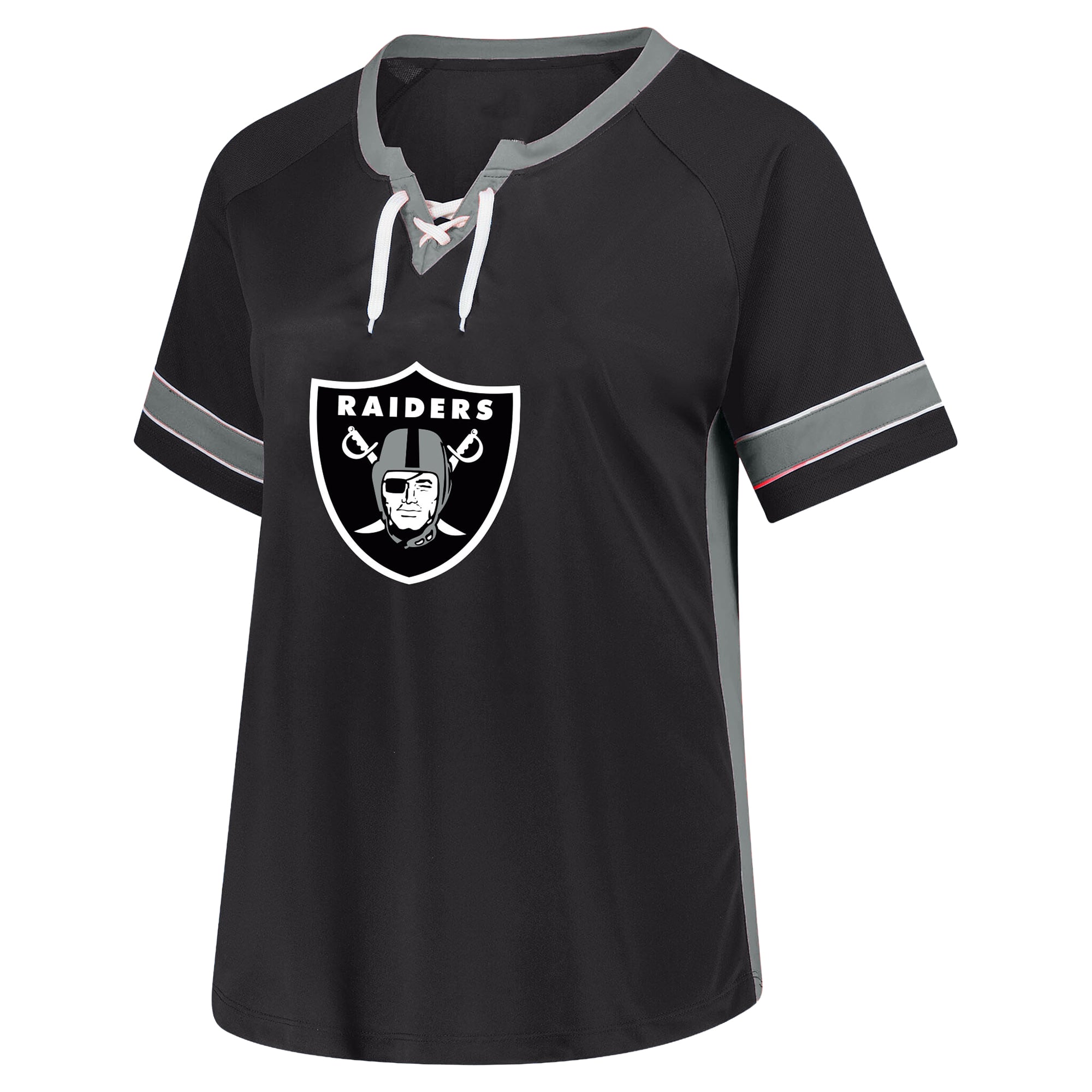 T-shirt Fanatics Maxx Crosby noir pour femme, grandes tailles, Las Vegas Raiders, avec nom et numéro en dentelle strass.