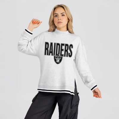 Las Vegas Raiders Gameday Couture Women's Rally Point Contrast Stripe Mock Neck Sweatshirt - Ash