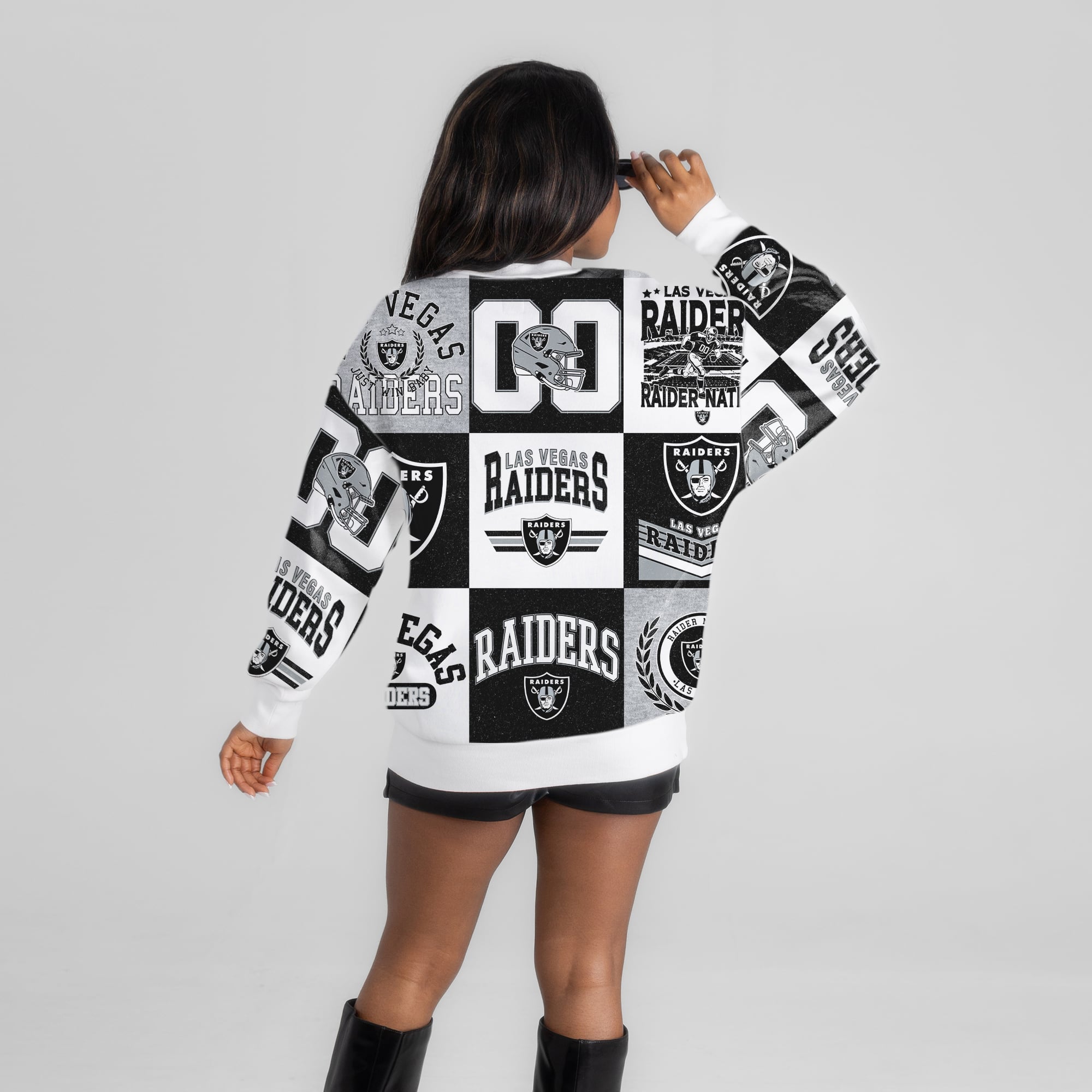 Women's Gameday Couture White Las Vegas Raiders Highlight Reel Repeat Premium Fleece Sweatshirt