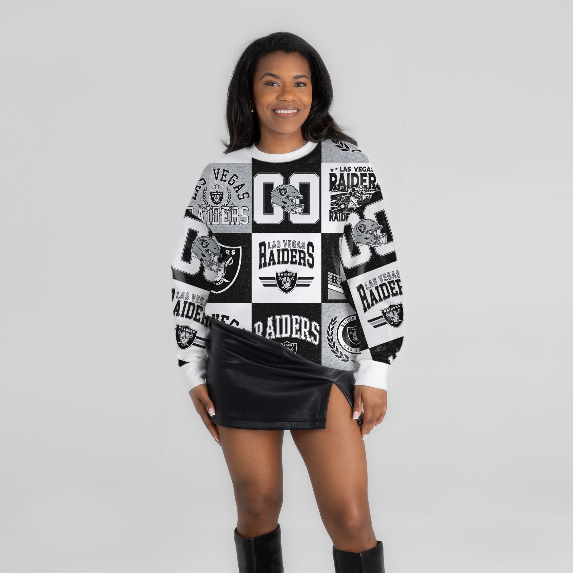 Women's Gameday Couture White Las Vegas Raiders Highlight Reel Repeat Premium Fleece Sweatshirt