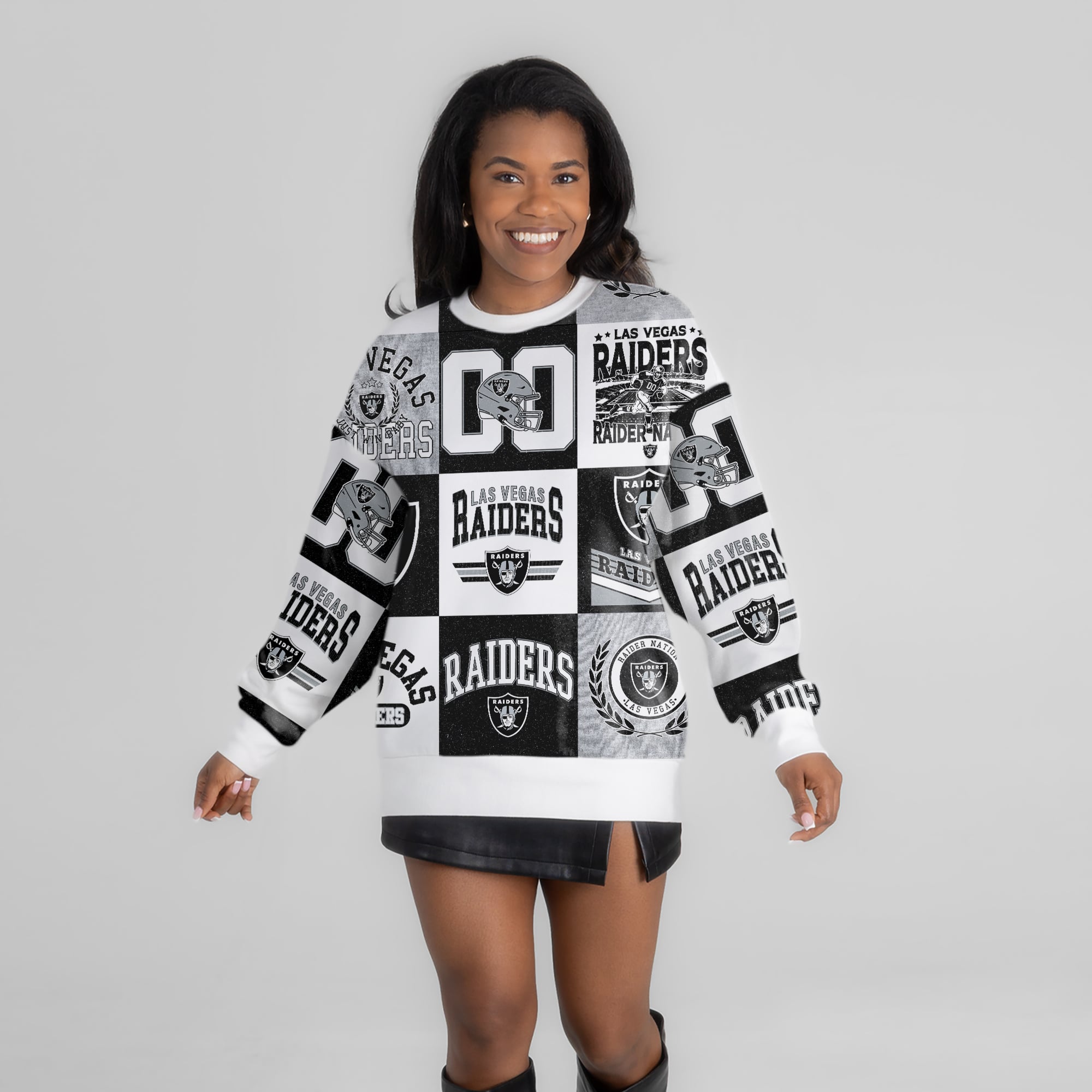 Women's Gameday Couture White Las Vegas Raiders Highlight Reel Repeat Premium Fleece Sweatshirt