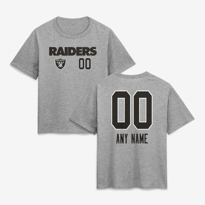 Las Vegas Raiders Women's Touchdown Wordmark Personalized Name & Number T-Shirt - Gray