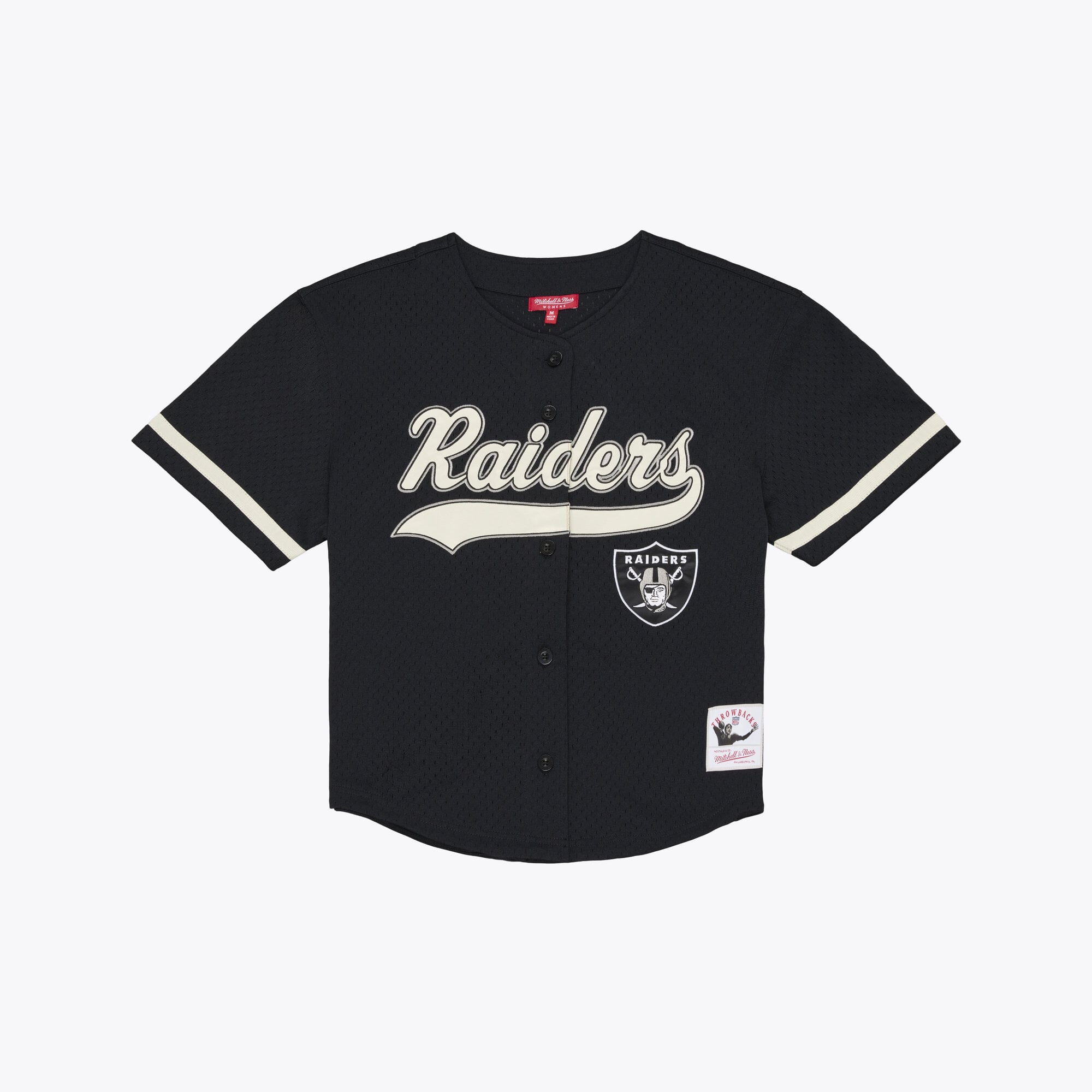 Women's Mitchell & Ness Black Las Vegas Raiders Retro Roots Baseball Jersey