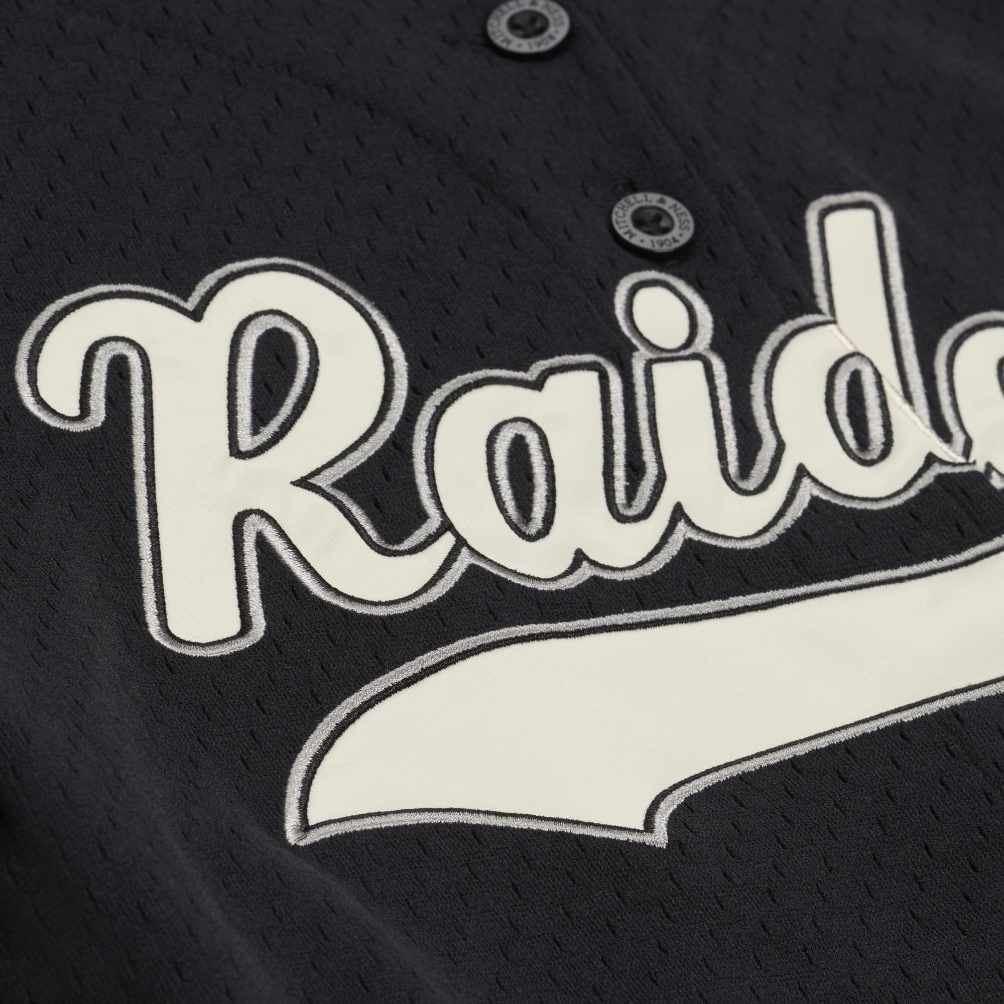 Women's Mitchell & Ness Black Las Vegas Raiders Retro Roots Baseball Jersey
