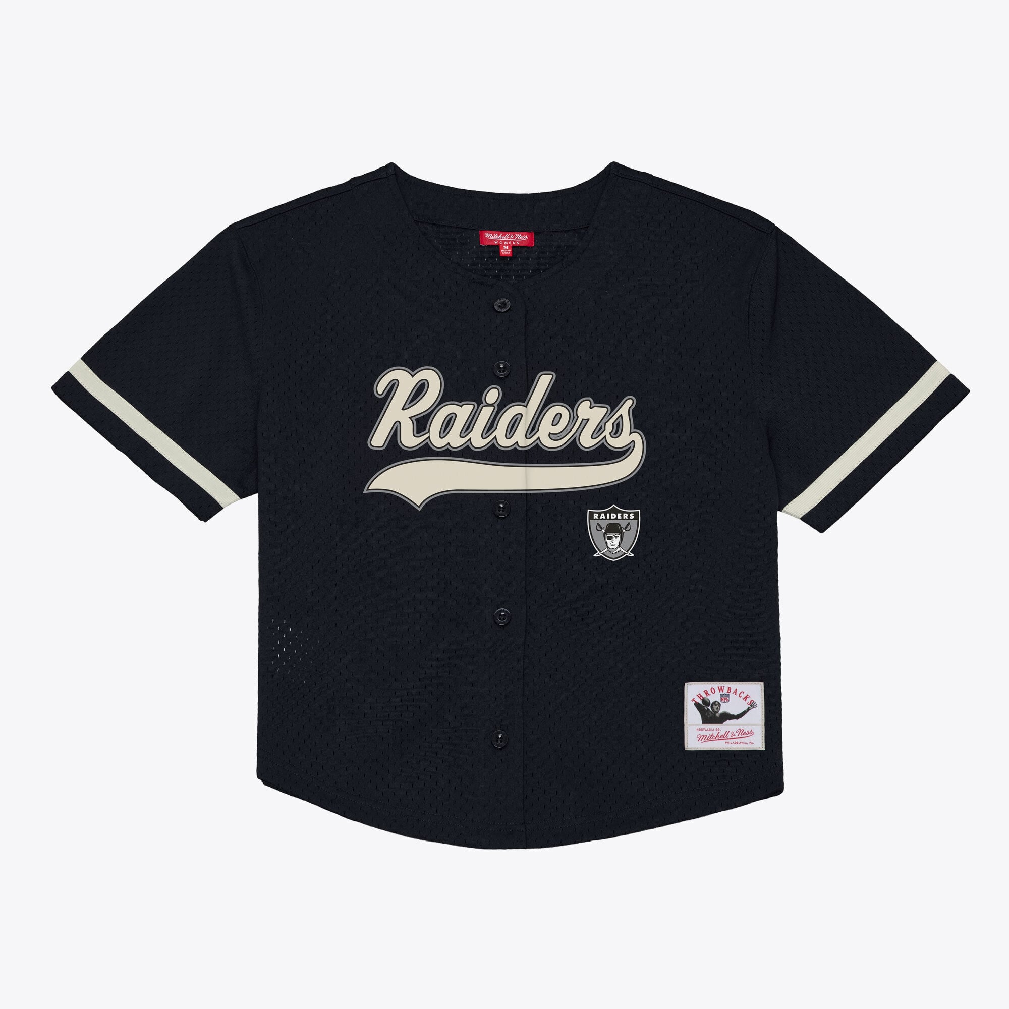 Women's Mitchell & Ness Black Las Vegas Raiders Retro Roots Baseball Jersey