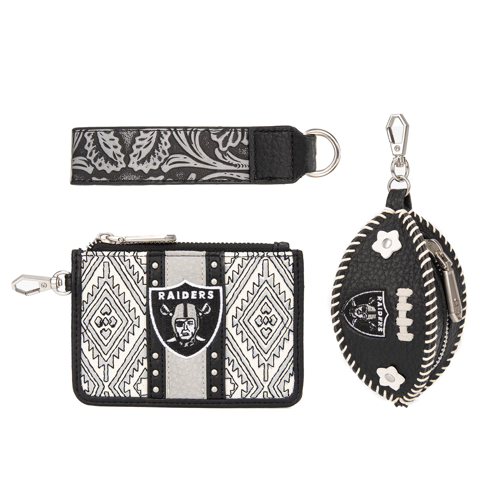 Portefeuille et bracelet porte-clés football Montana West Las Vegas Raiders pour femme