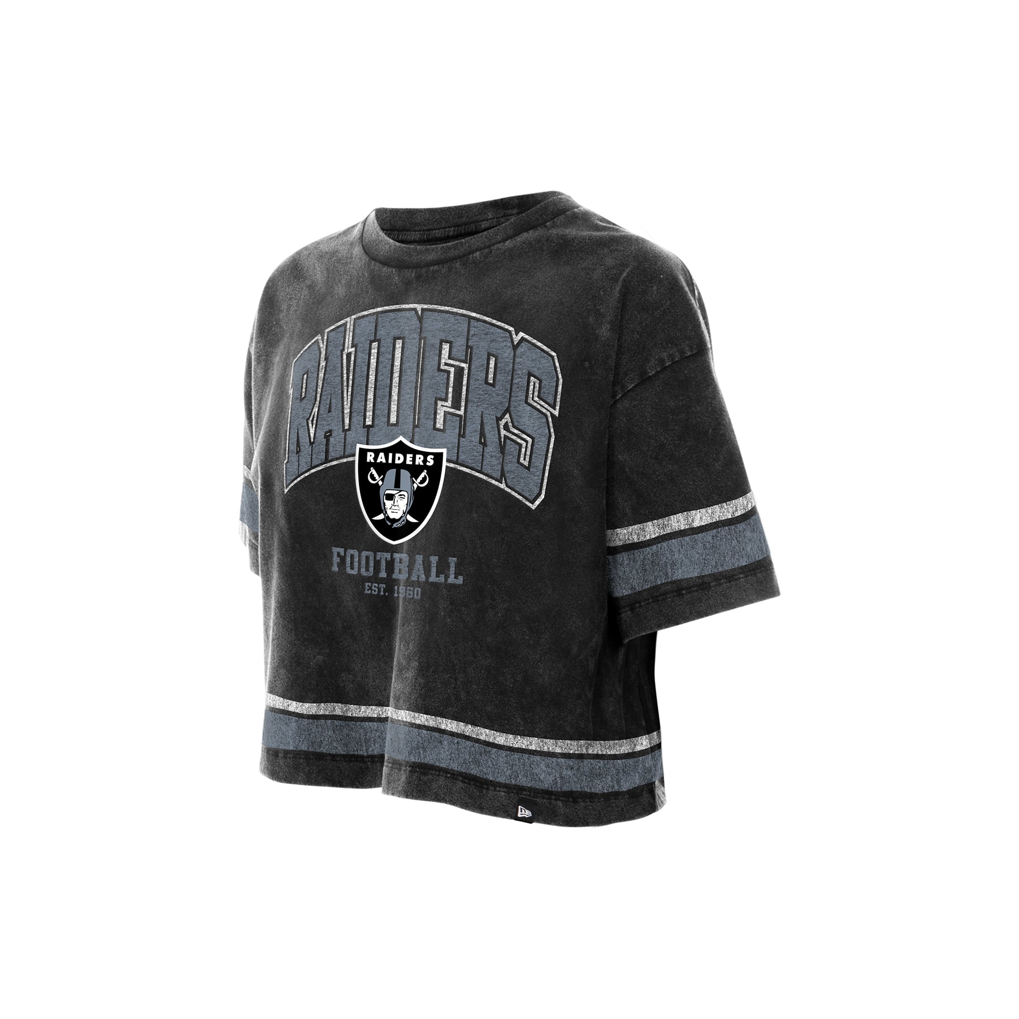 Women's New Era Black Las Vegas Raiders Lifestyle Mineral Wash Boxy Cropped T-Shirt