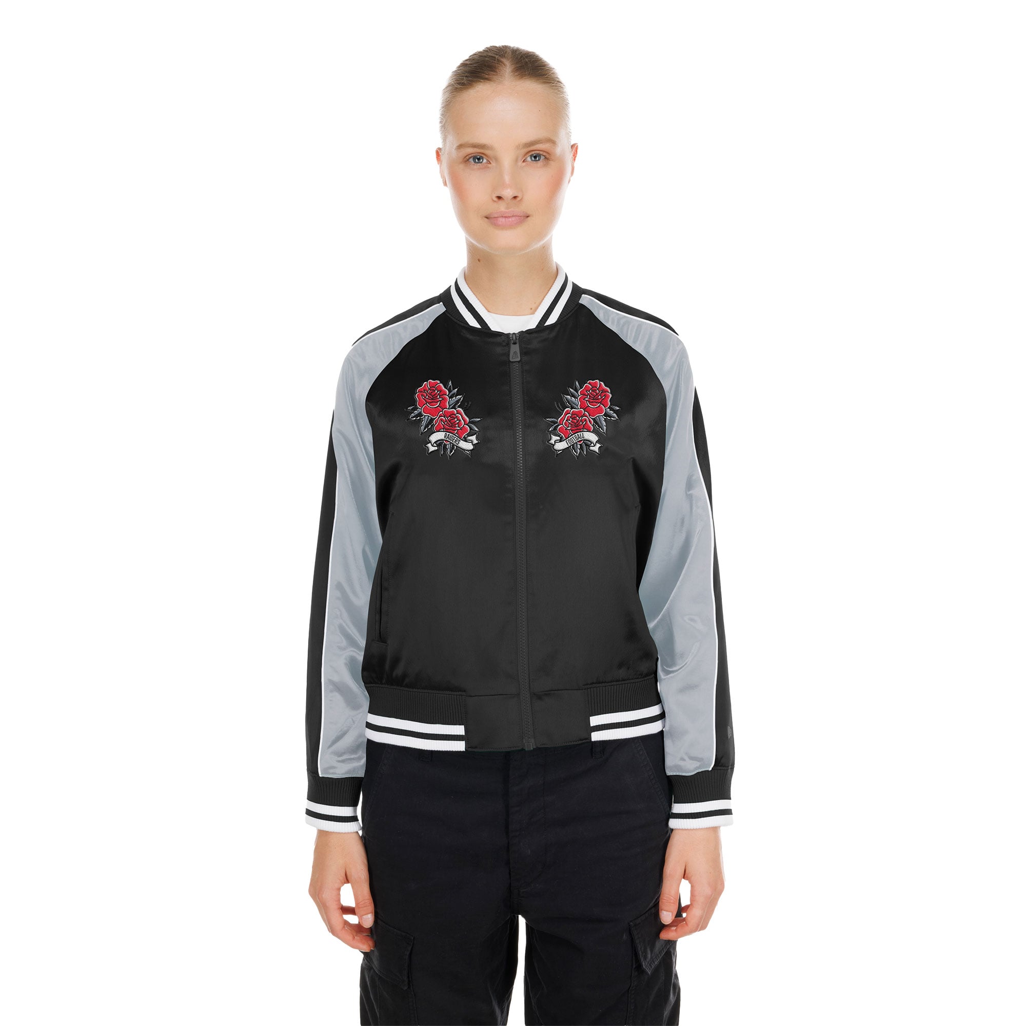 Women's New Era  Black Las Vegas Raiders Lifestyle Satin Jacket