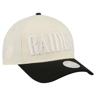 Las Vegas Raiders New Era Women's Tonal A-Frame 9FORTY Adjustable Hat - Cream/Black