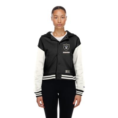 Las Vegas Raiders New Era Women's Throwback Full-Snap Hooded Jacket - Black