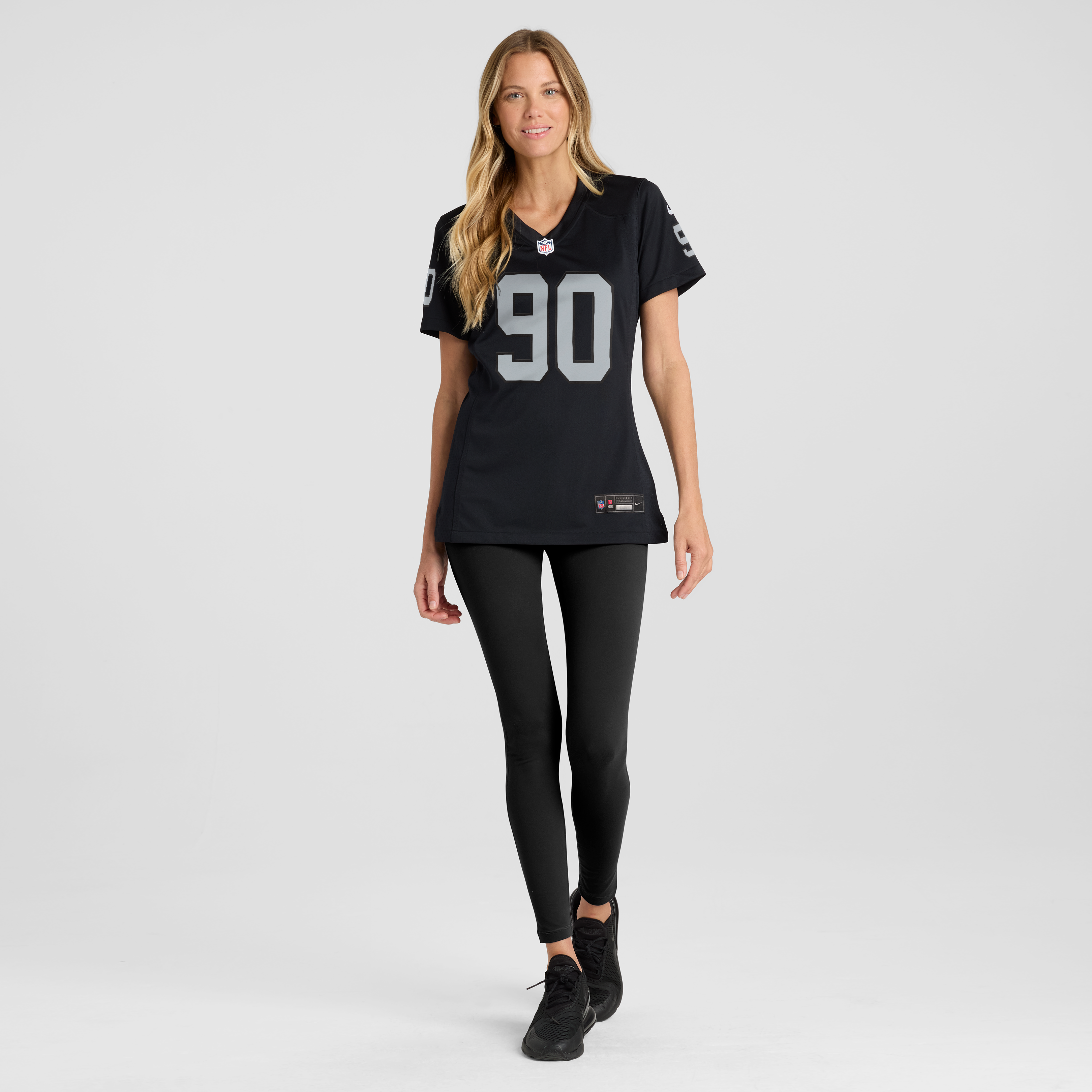 Maillot de match Nike Brandon Cleveland noir pour femme, équipe des Raiders Las Vegas