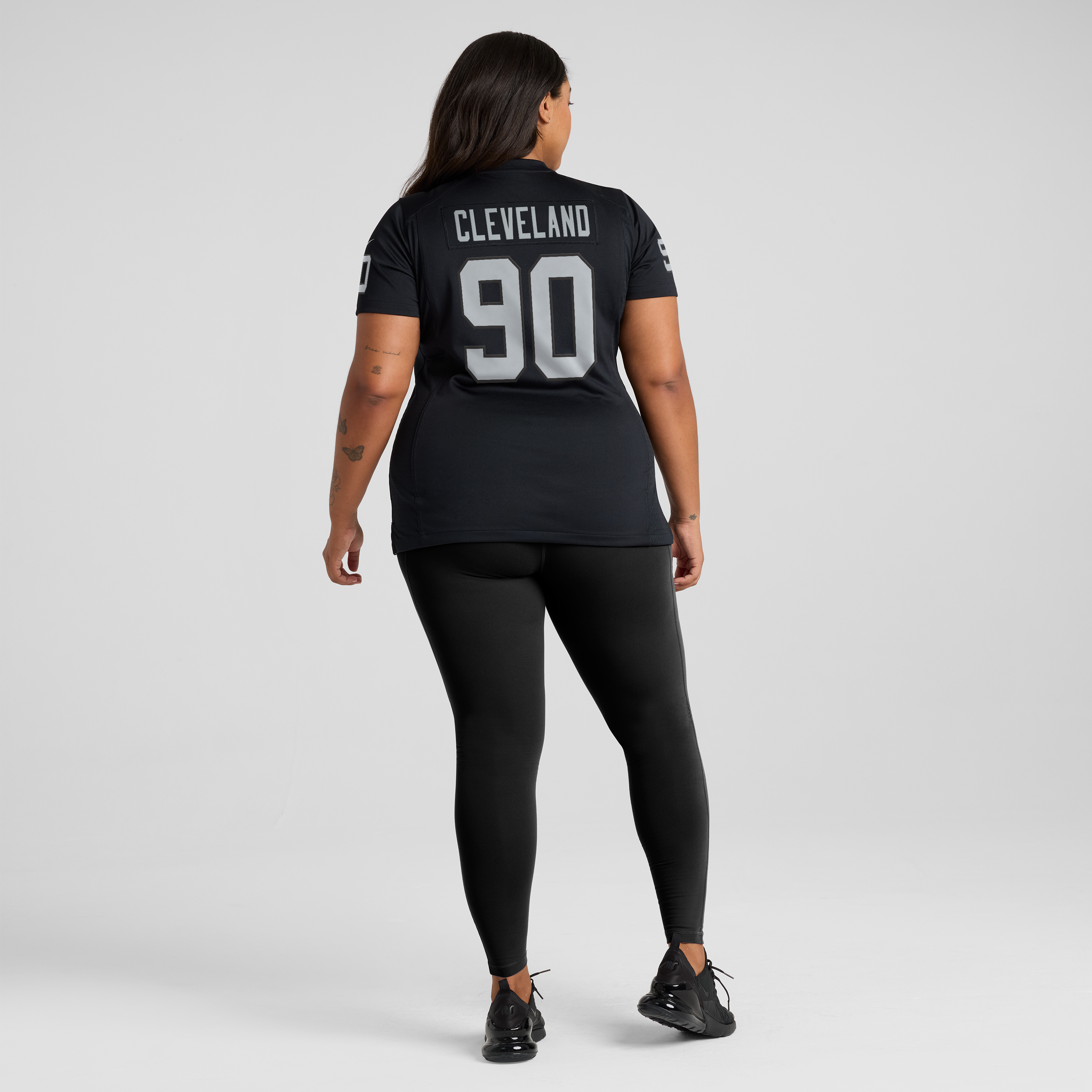 Maillot de match Nike Brandon Cleveland noir pour femme, équipe des Raiders Las Vegas