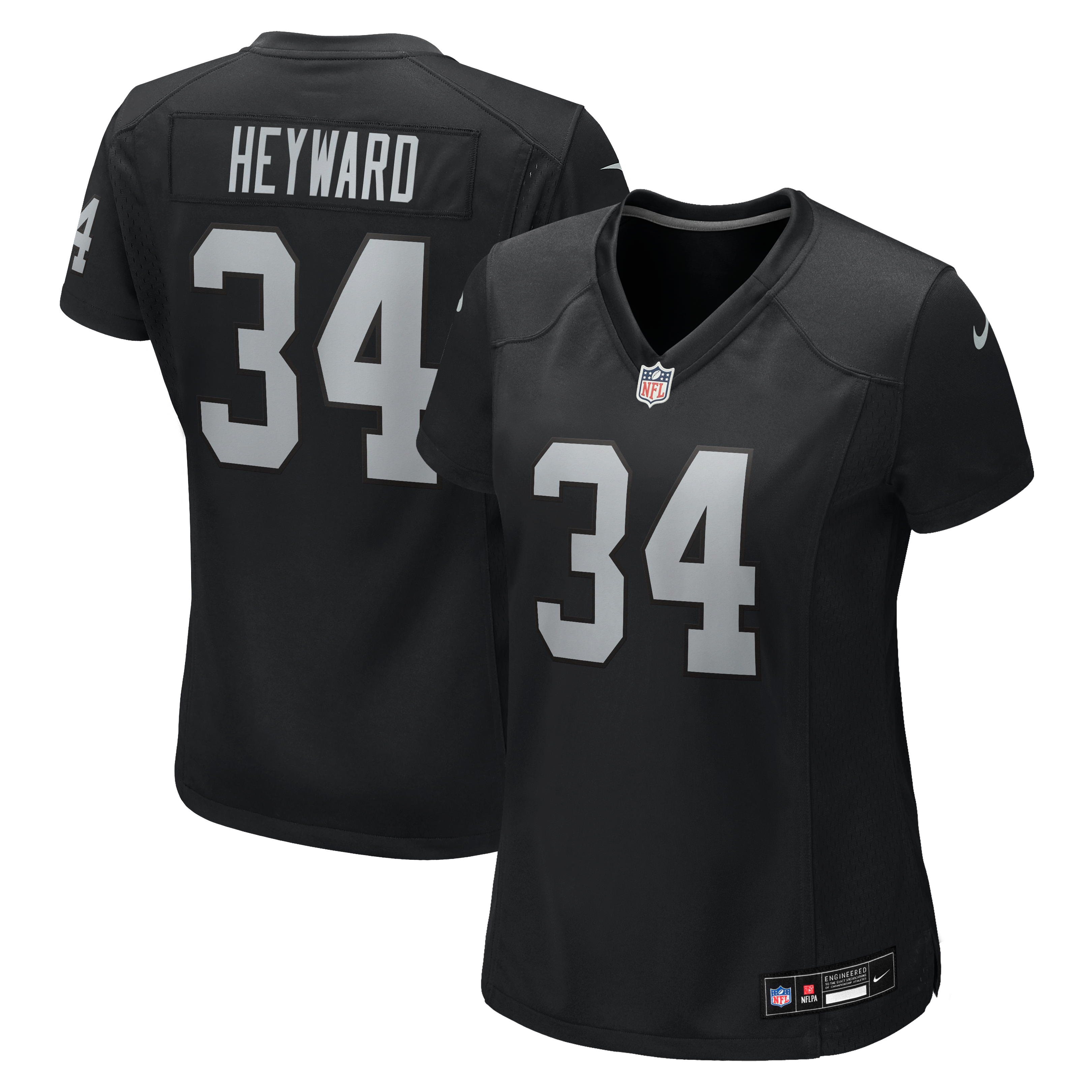 Maillot de match Nike Connor Heyward noir pour femme, équipe des Raiders Las Vegas