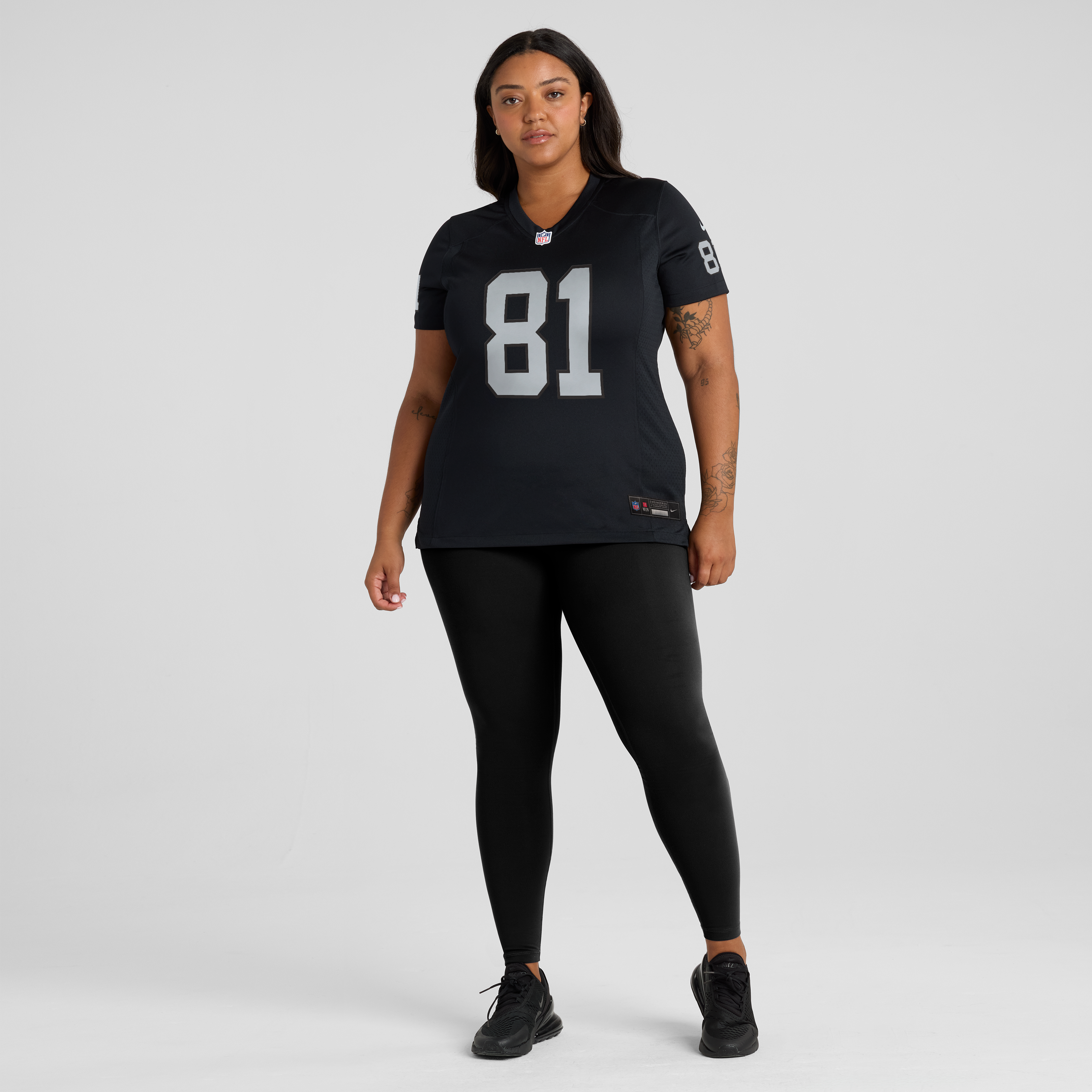 Maillot de match Nike Dareke Young noir pour femme, équipe des Raiders Las Vegas
