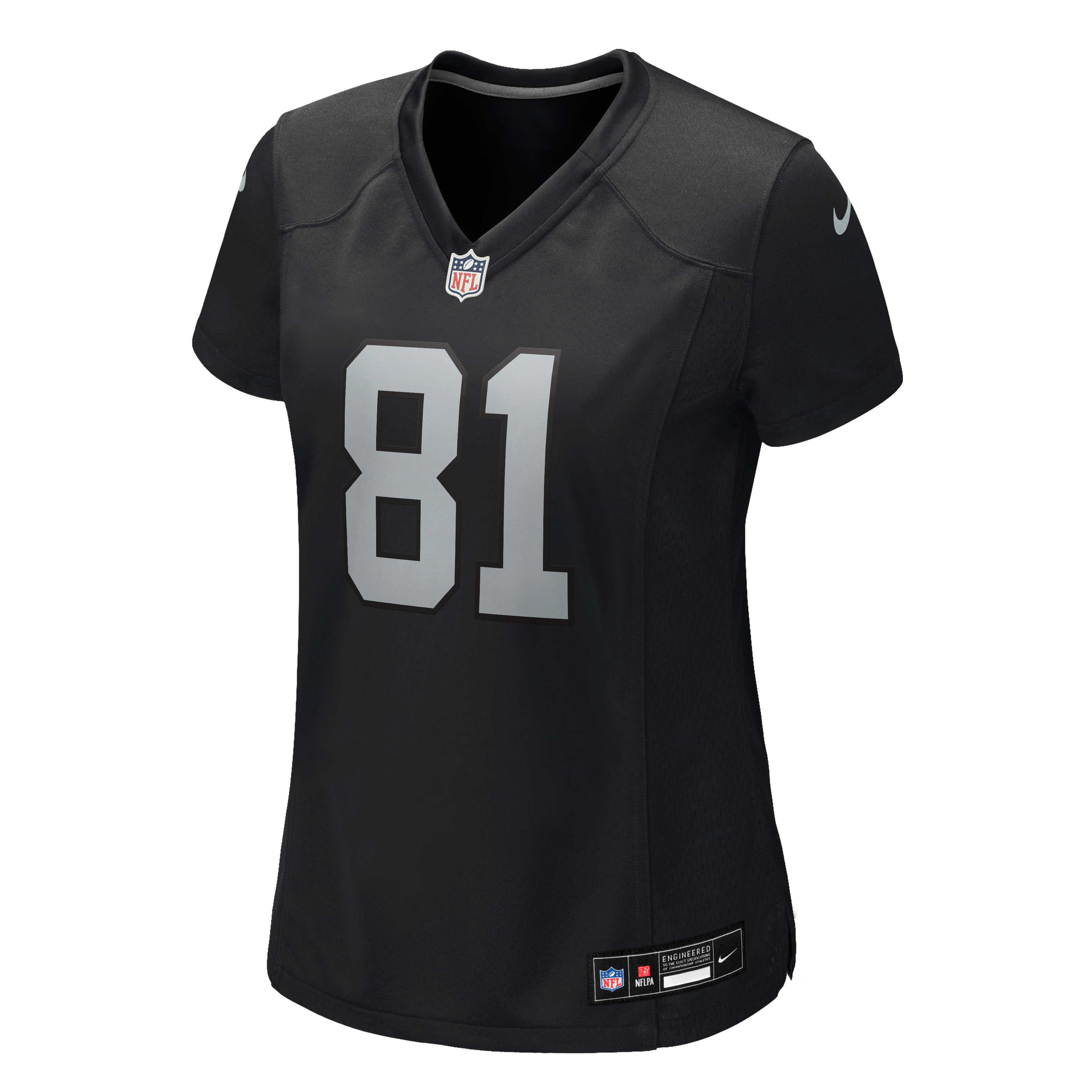 Maillot de match Nike Dareke Young noir pour femme, équipe des Raiders Las Vegas