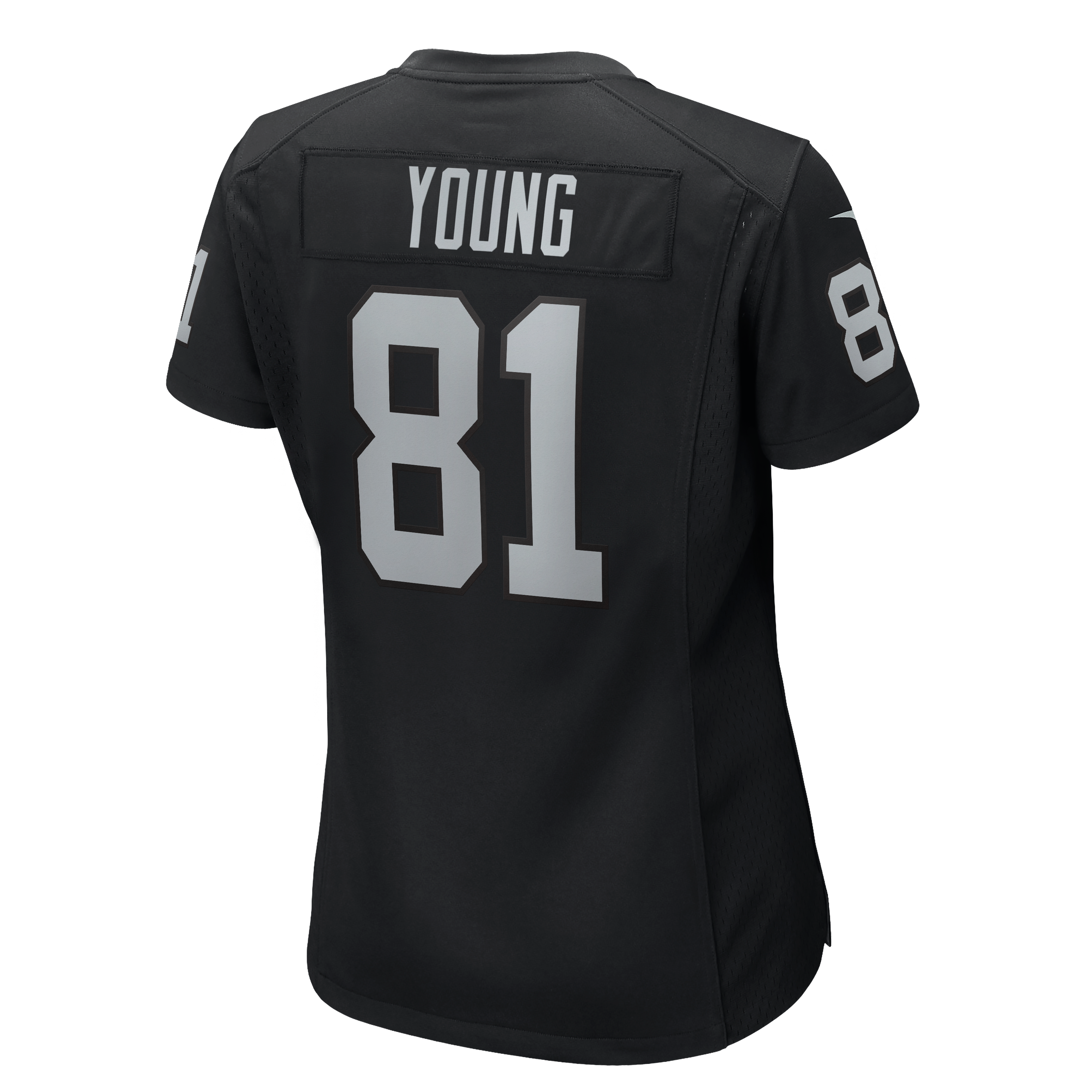 Maillot de match Nike Dareke Young noir pour femme, équipe des Raiders Las Vegas