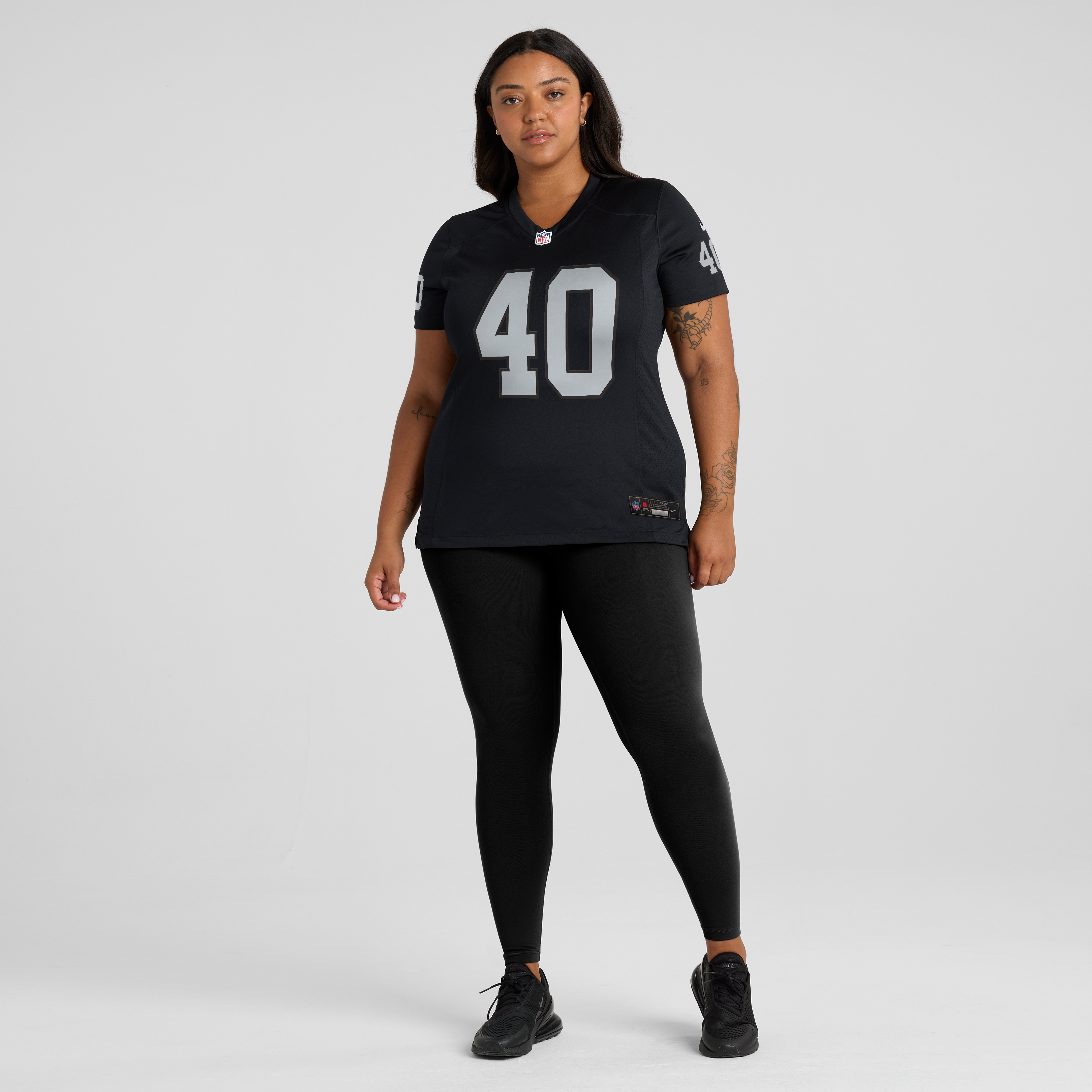 Maillot de match Nike Devin Lafayette noir pour femme, équipe des Raiders Las Vegas