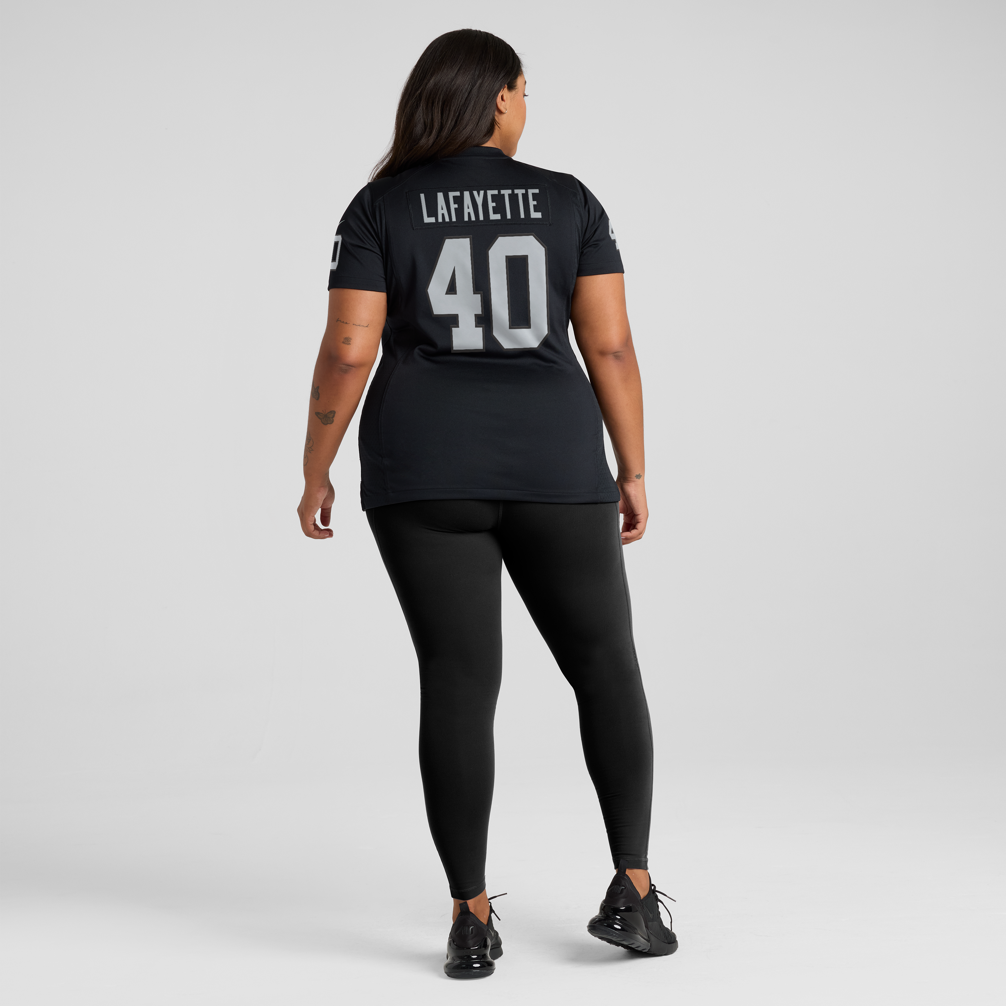 Maillot de match Nike Devin Lafayette noir pour femme, équipe des Raiders Las Vegas