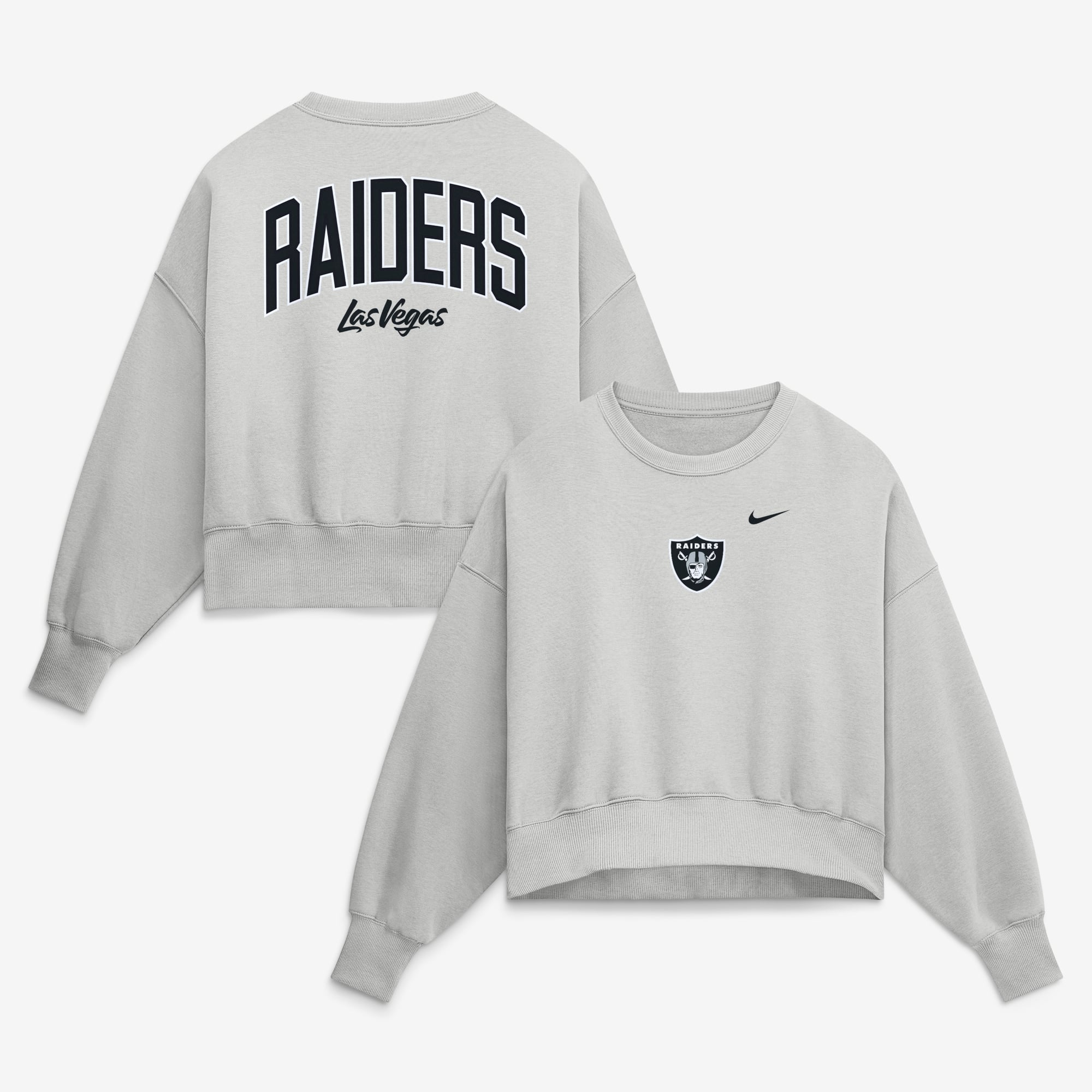 Sweat-shirt polaire surdimensionné Nike Primetime Phoenix gris pour femme, Las Vegas Raiders