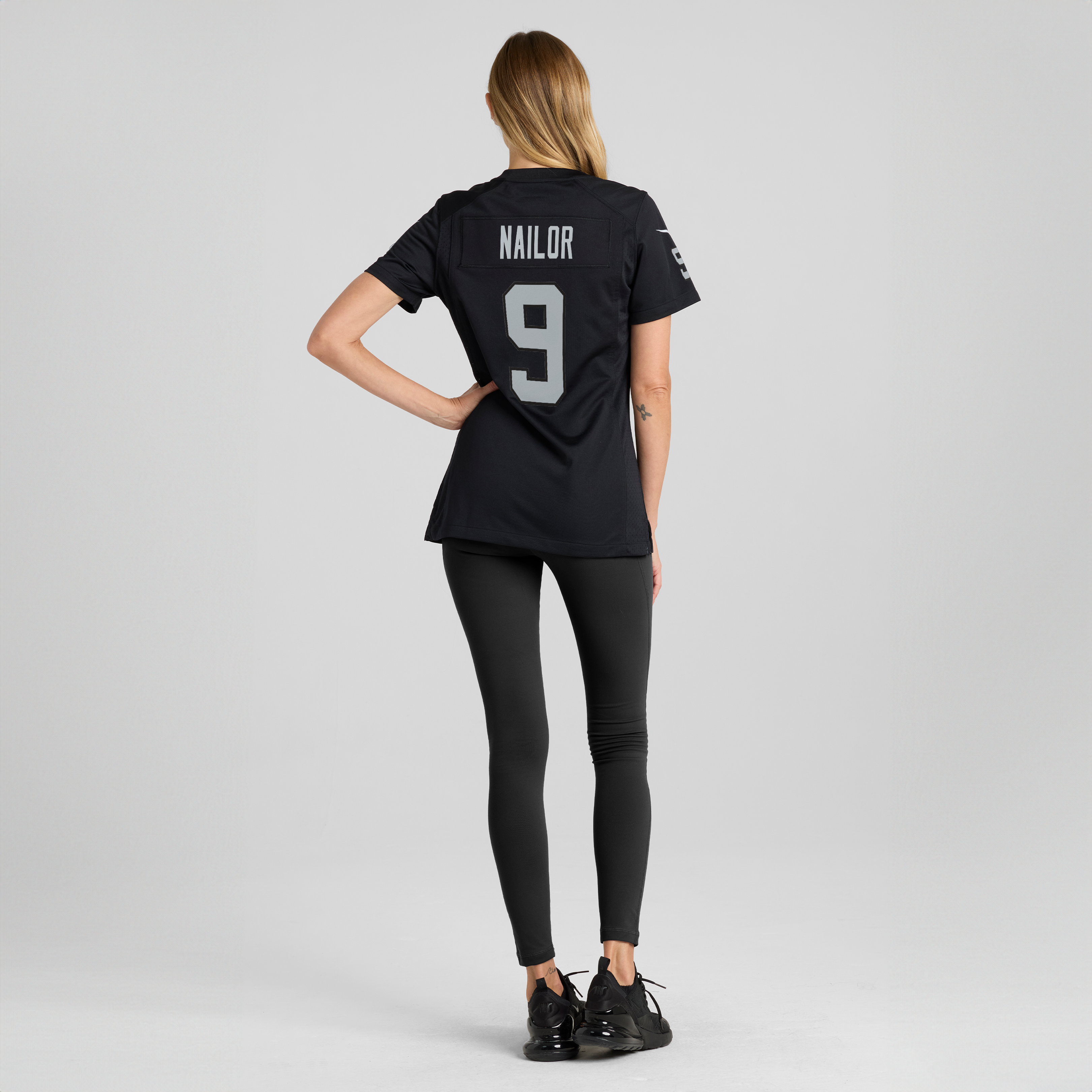 Maillot de match Nike Jalen Nailor noir pour femme, équipe des Raiders Las Vegas