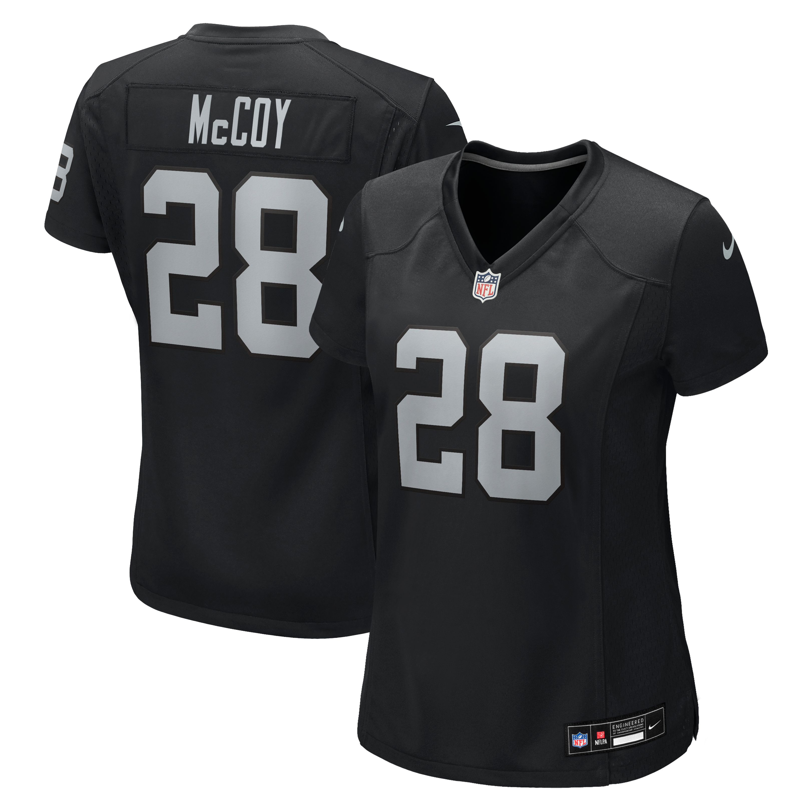 Maillot de match Nike Jermod McCoy noir pour femme, équipe des Raiders Las Vegas