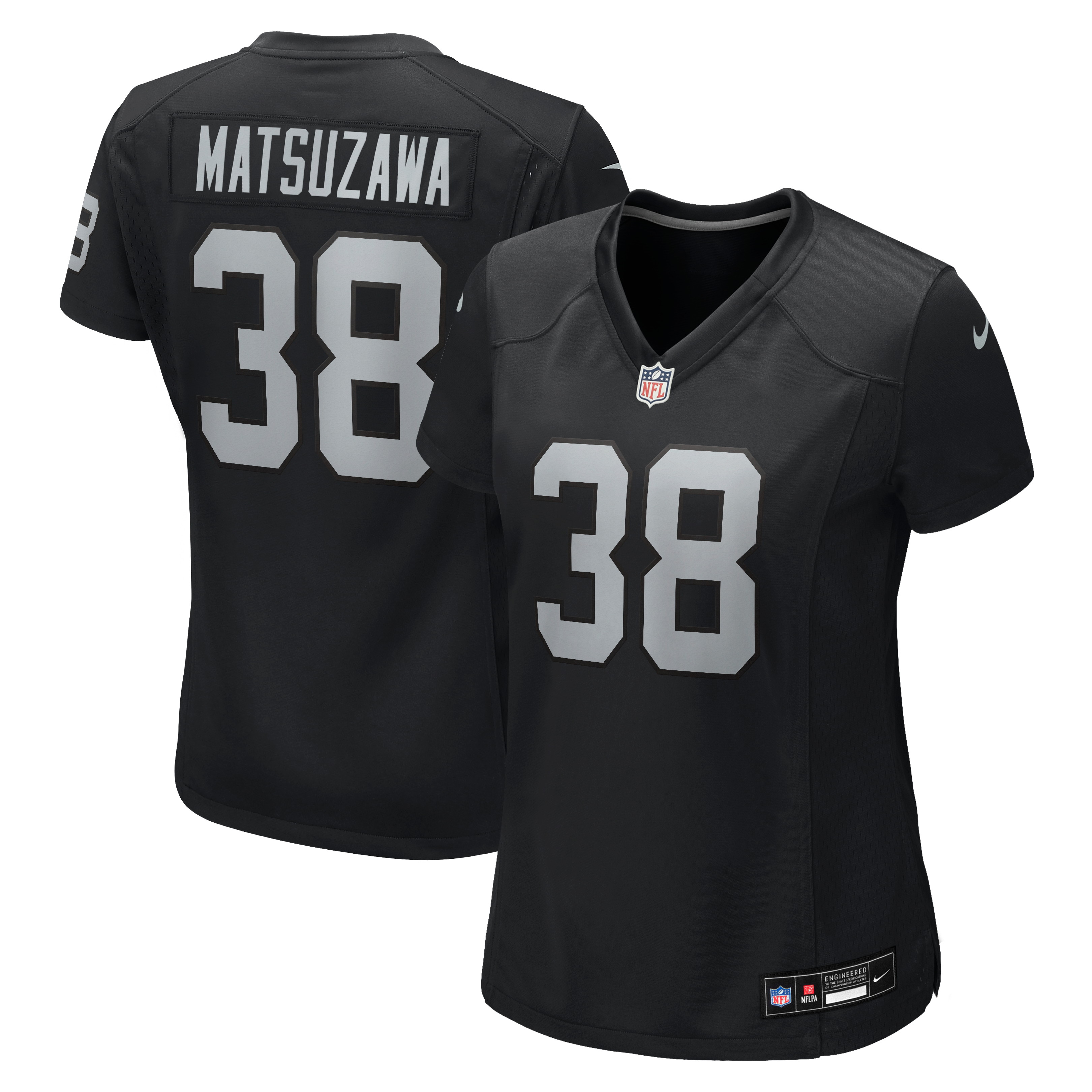 Maillot de match l'équipe Nike Kansei Matsuzawa pour femme, noir, Las Vegas Raiders