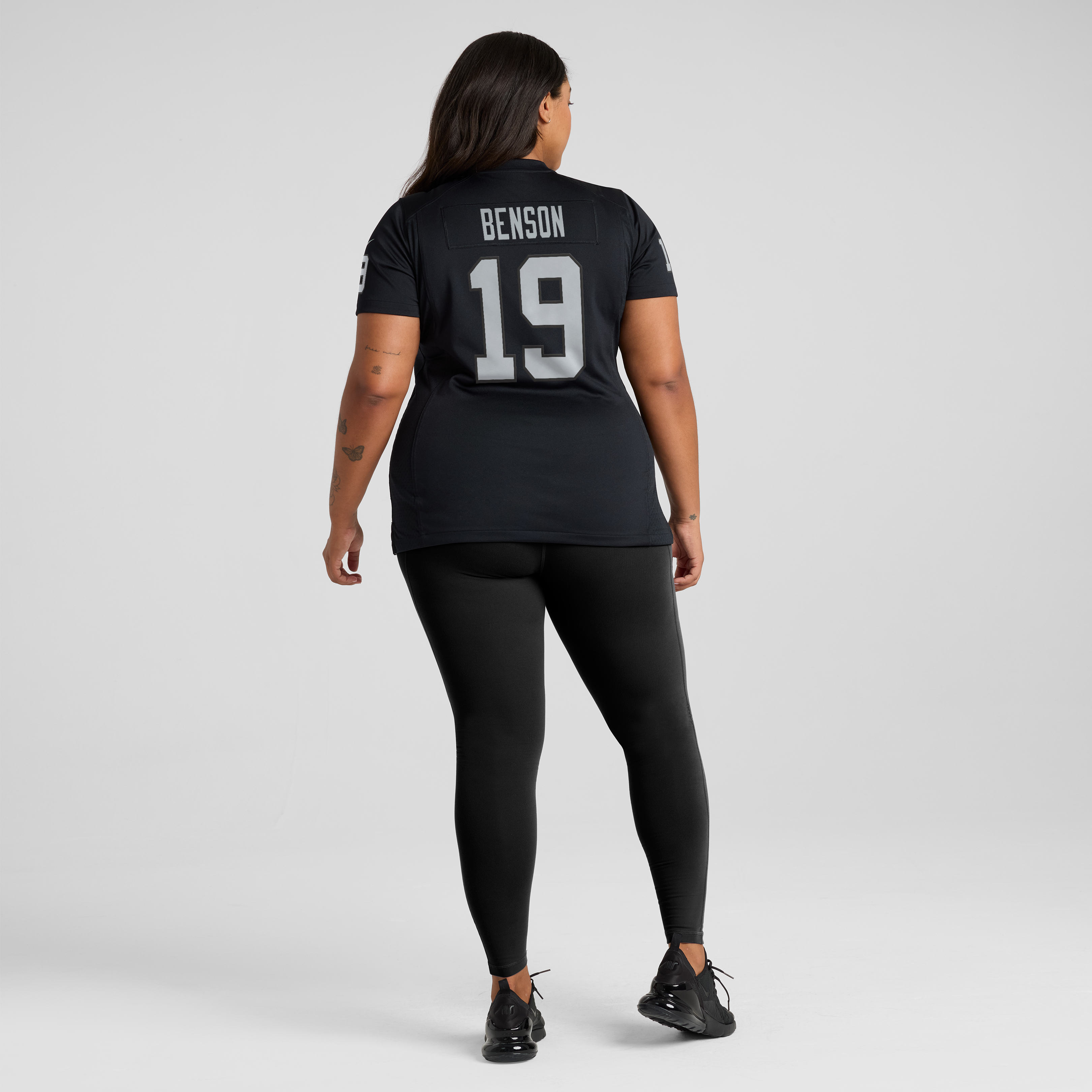 Maillot de match Nike Malik Benson noir pour femme, équipe des Raiders Las Vegas