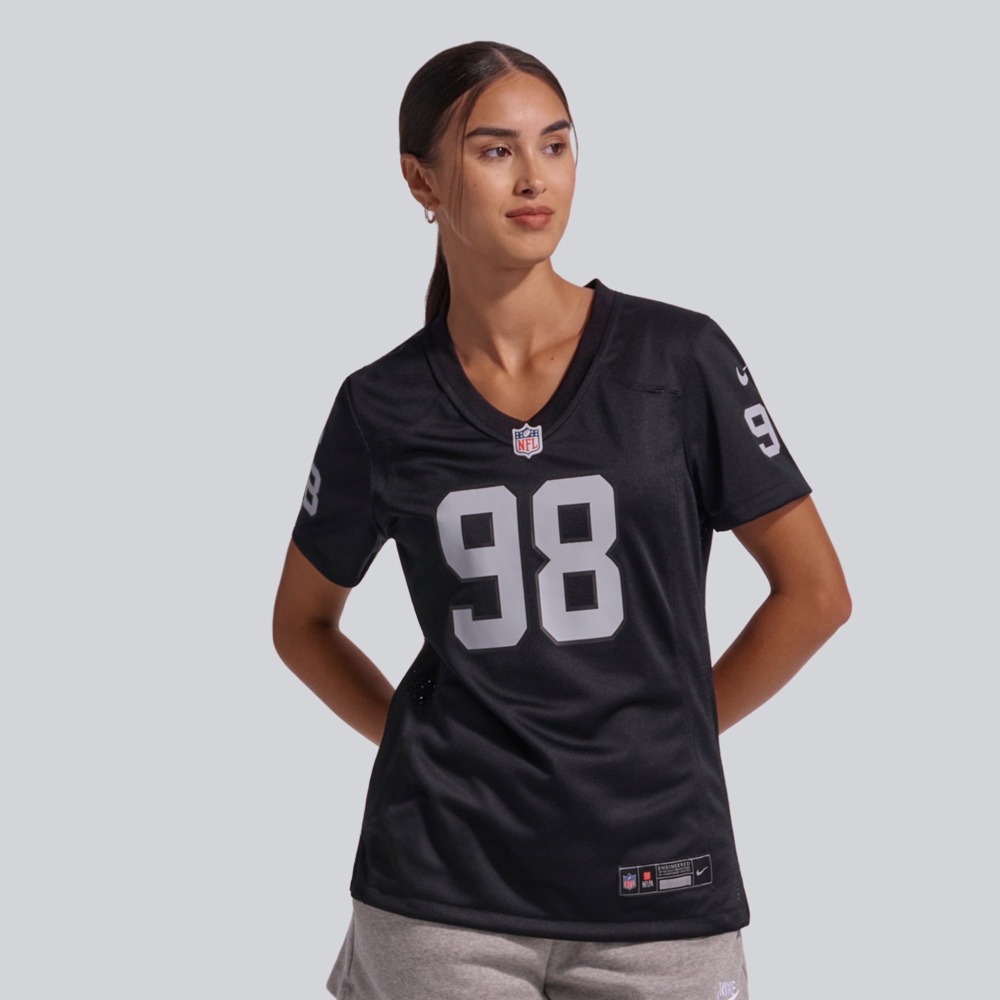 Maillot Nike Maxx Crosby pour femme, noir, Las Vegas Raiders