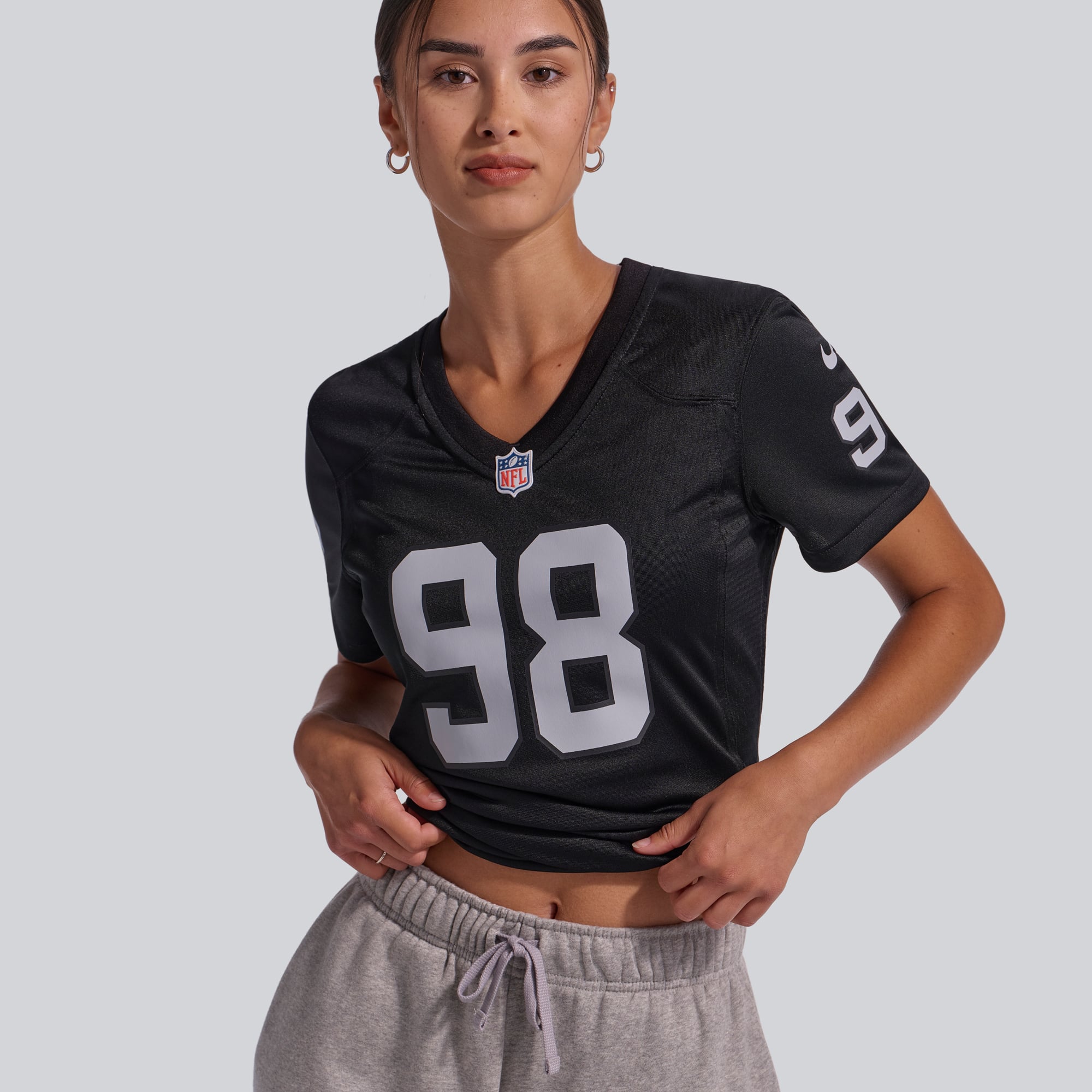 Maillot Nike Maxx Crosby pour femme, noir, Las Vegas Raiders