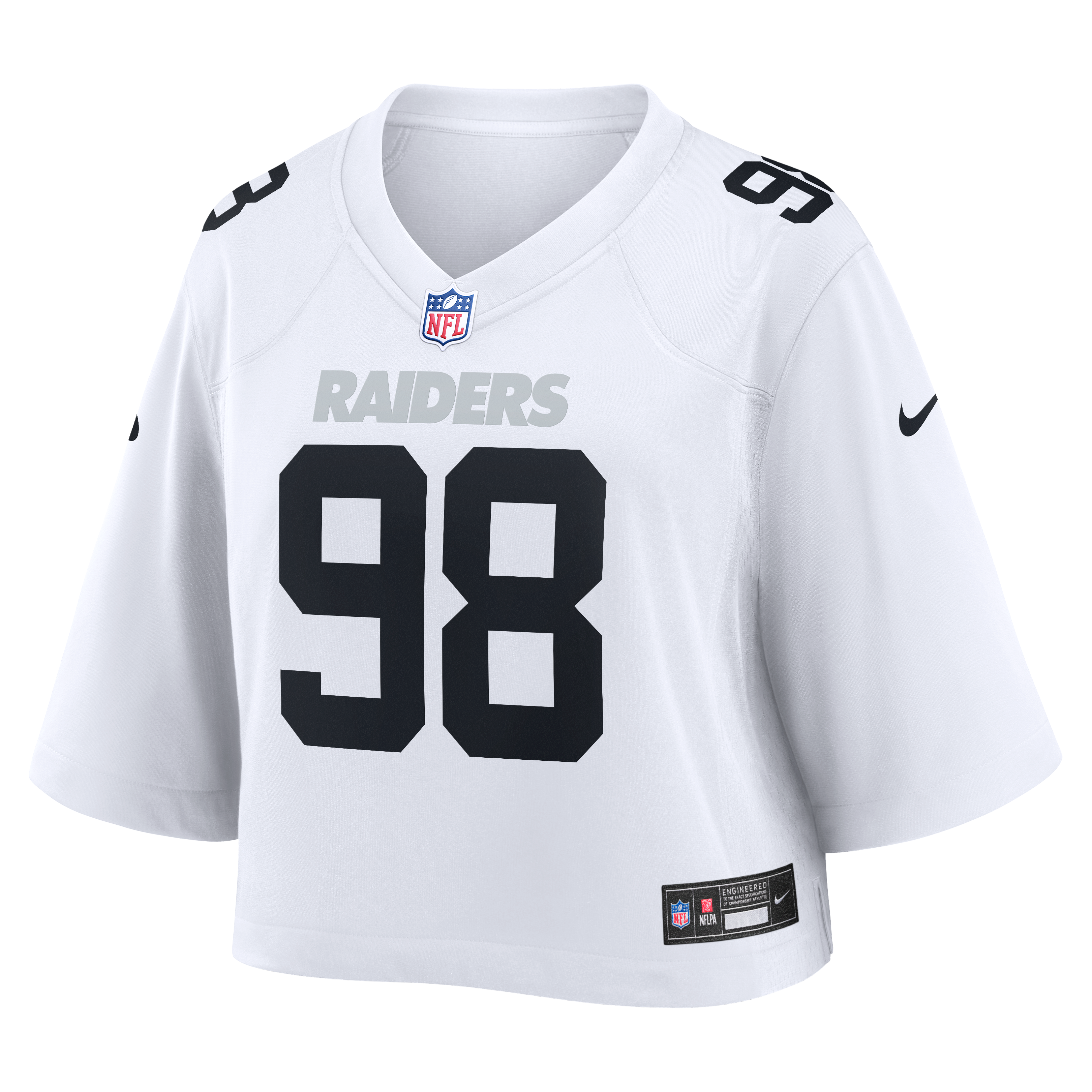Women's Nike Maxx Crosby White Las Vegas Raiders Cropped Fashion Game Jersey
