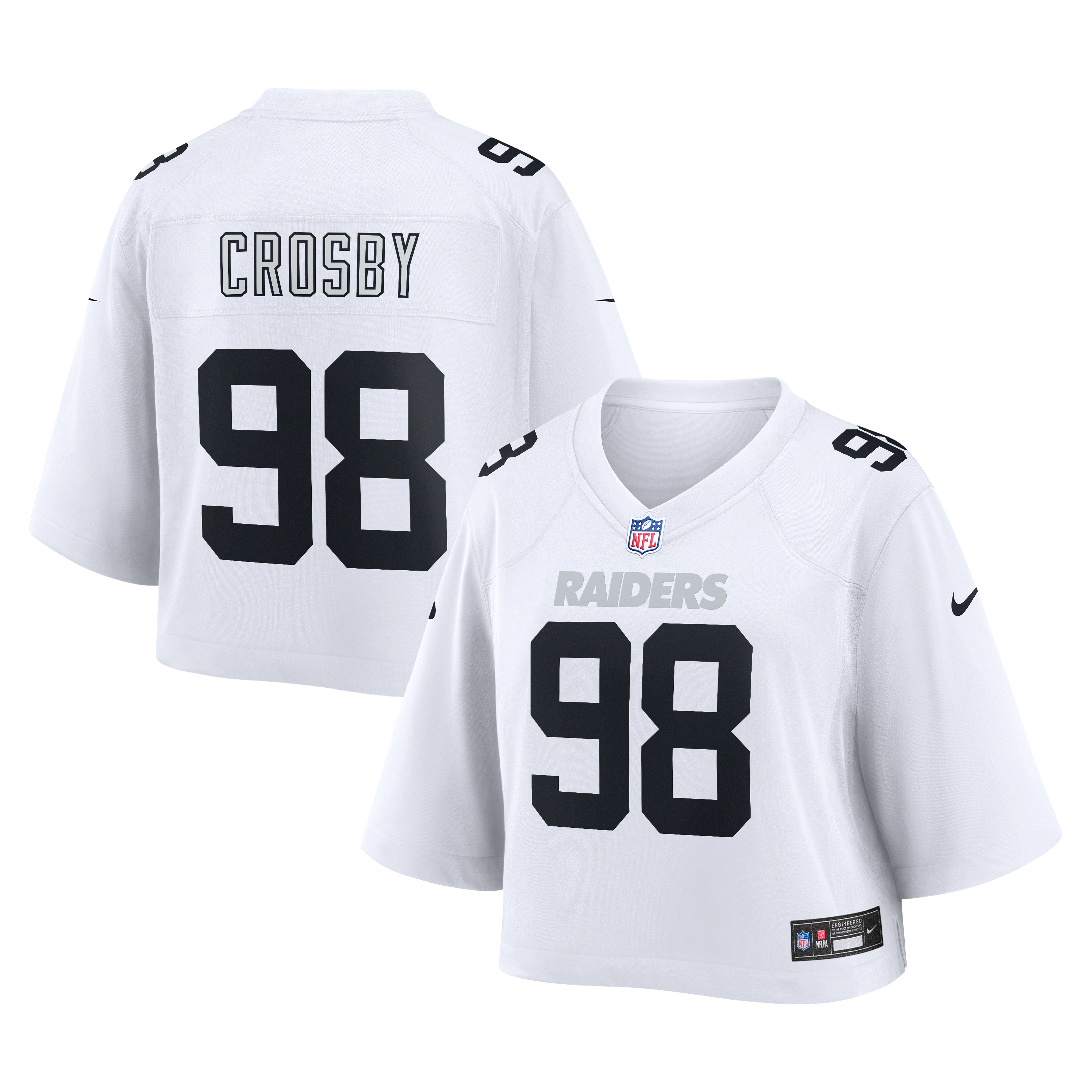 Women's Nike Maxx Crosby White Las Vegas Raiders Cropped Fashion Game Jersey