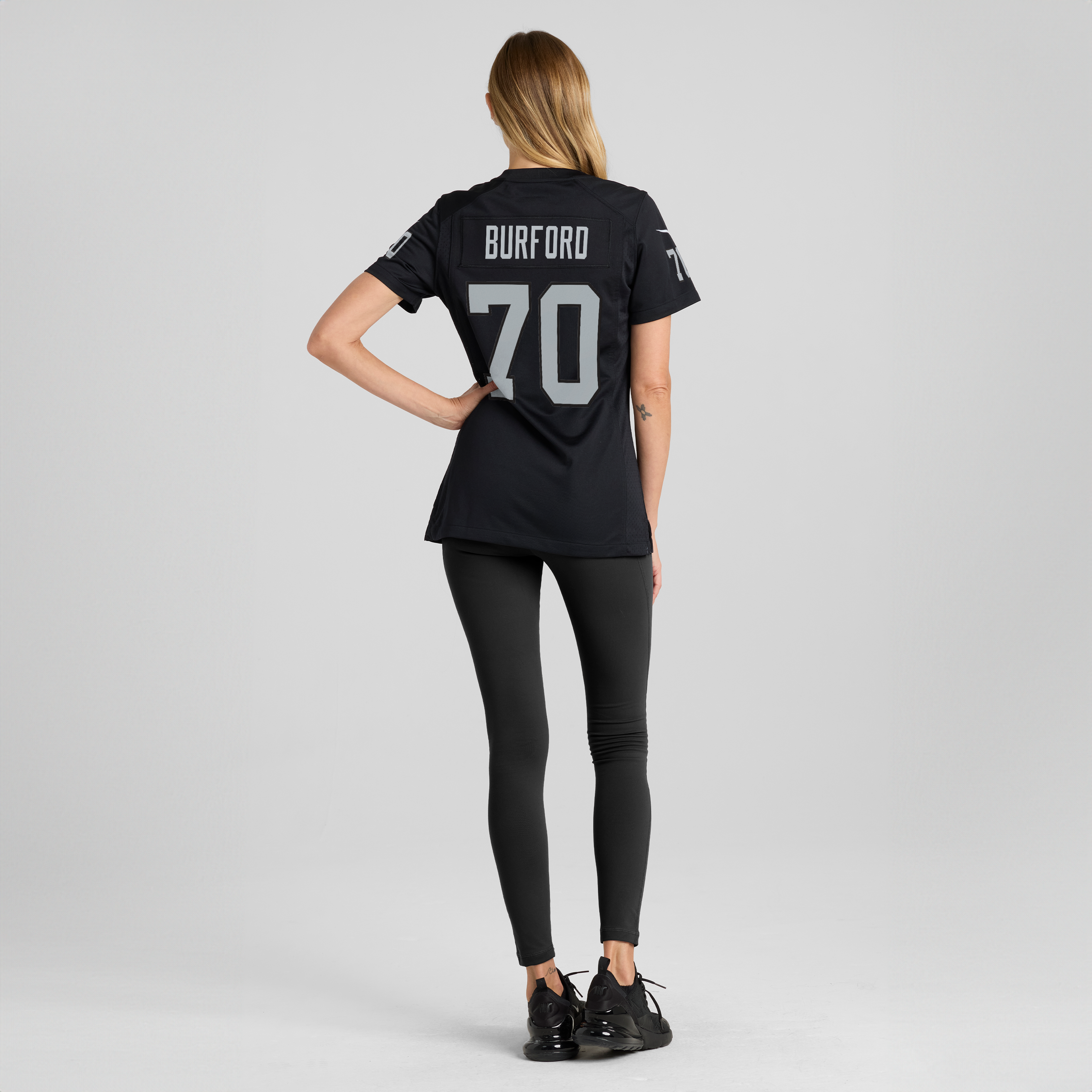Maillot de match Nike Spencer Burford noir pour femme, Las Vegas Raiders
