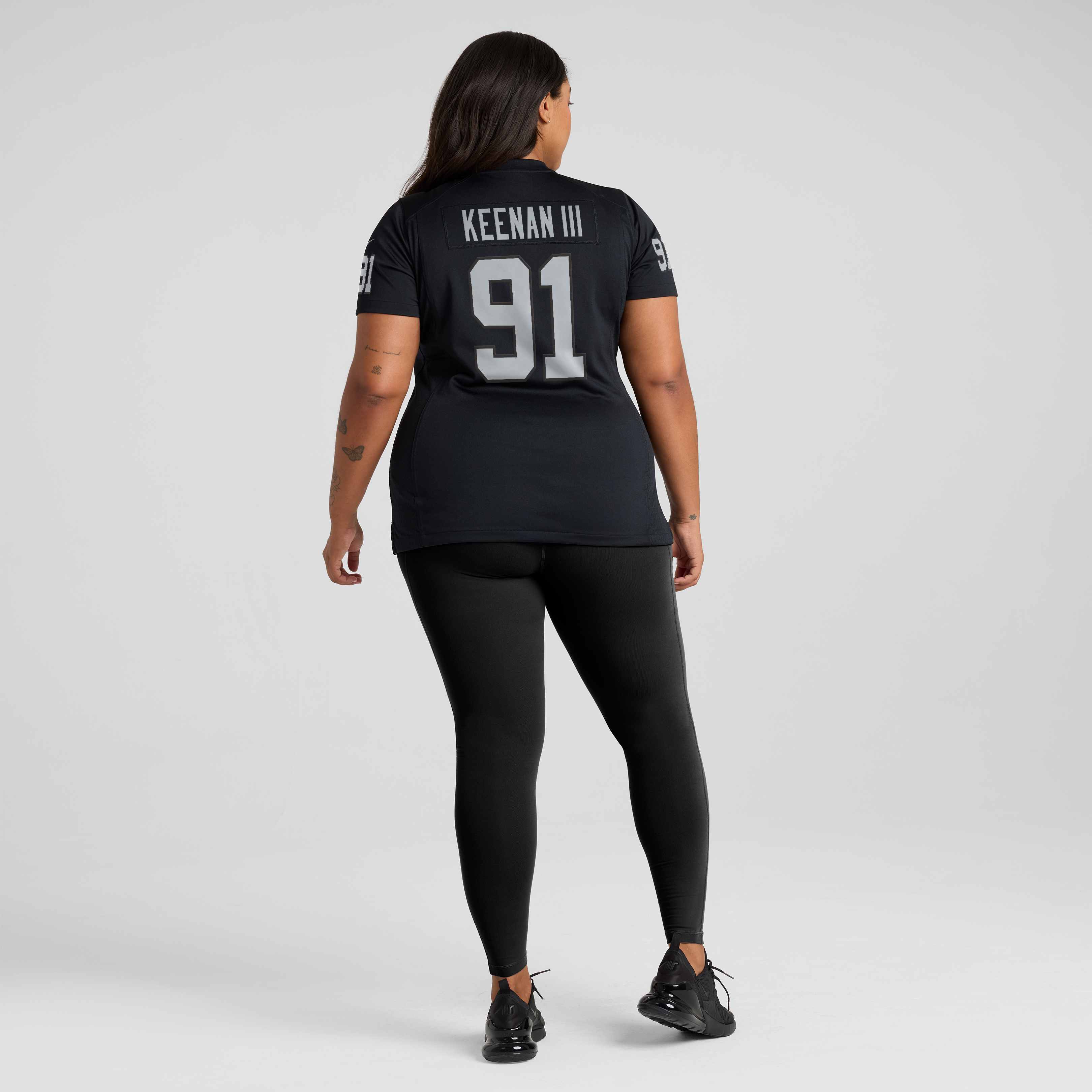 Maillot de match Nike Tim Keenan III noir pour femme, Las Vegas Raiders