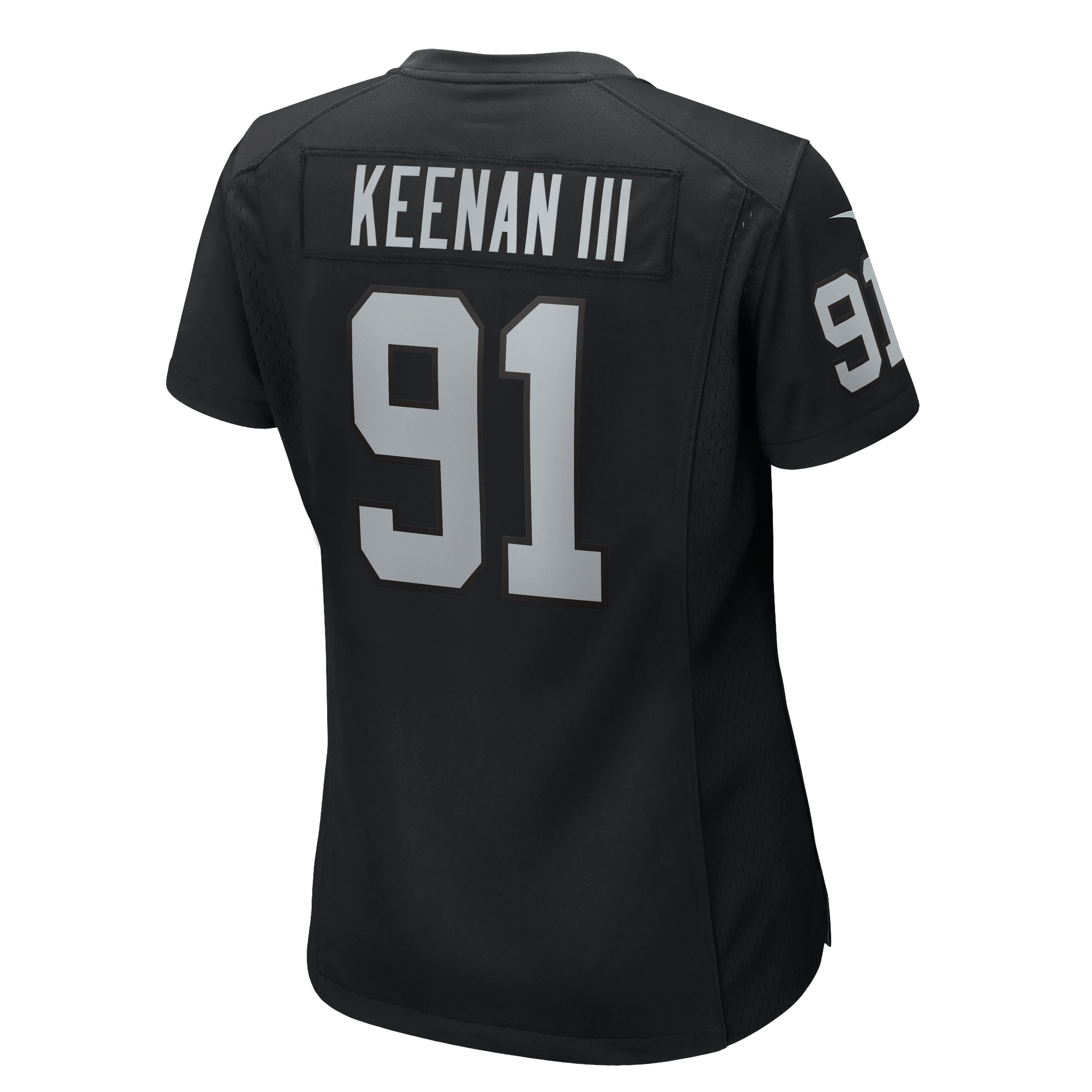 Maillot de match Nike Tim Keenan III noir pour femme, Las Vegas Raiders