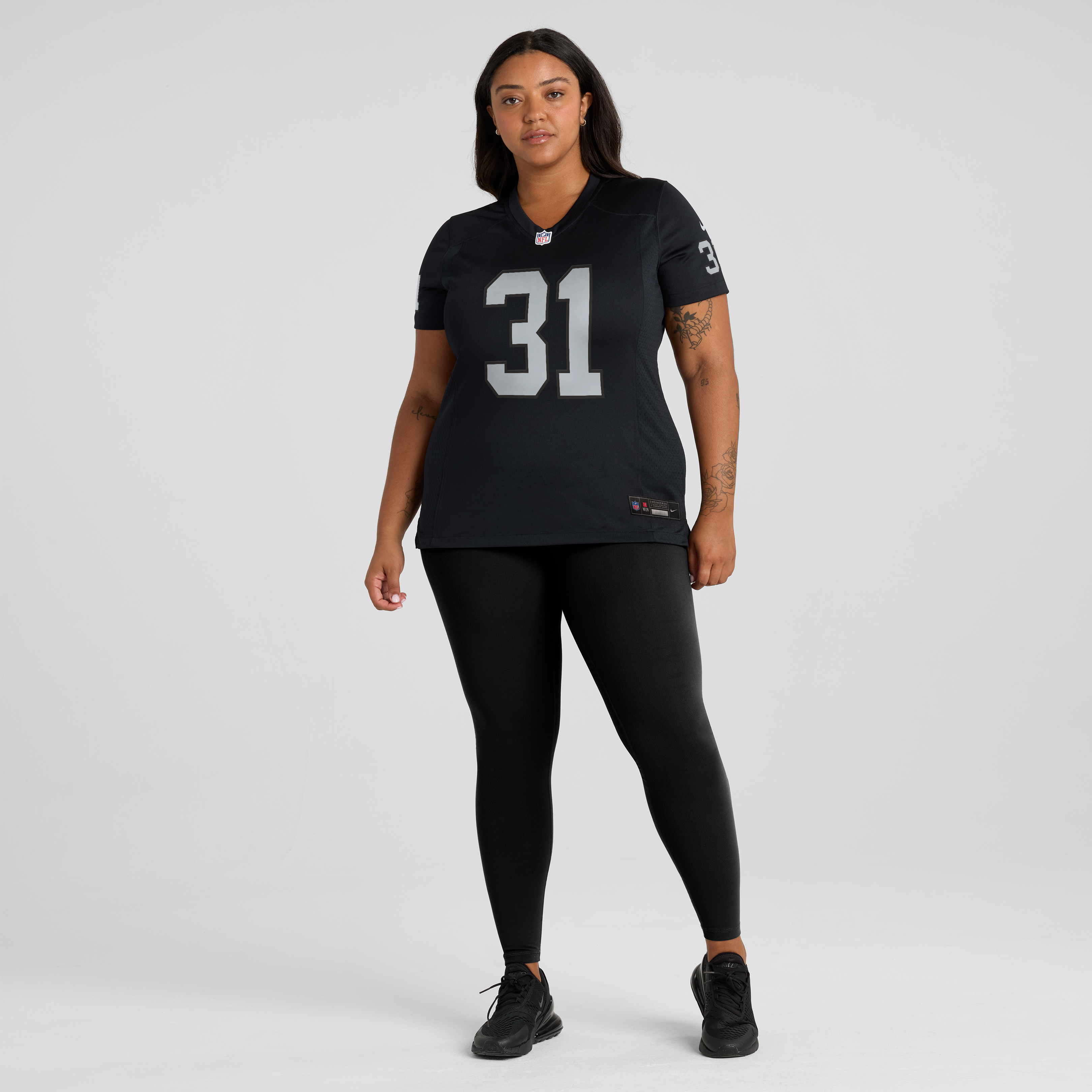 Maillot de match Nike Treydan Stukes noir pour femme, équipe des Raiders Las Vegas