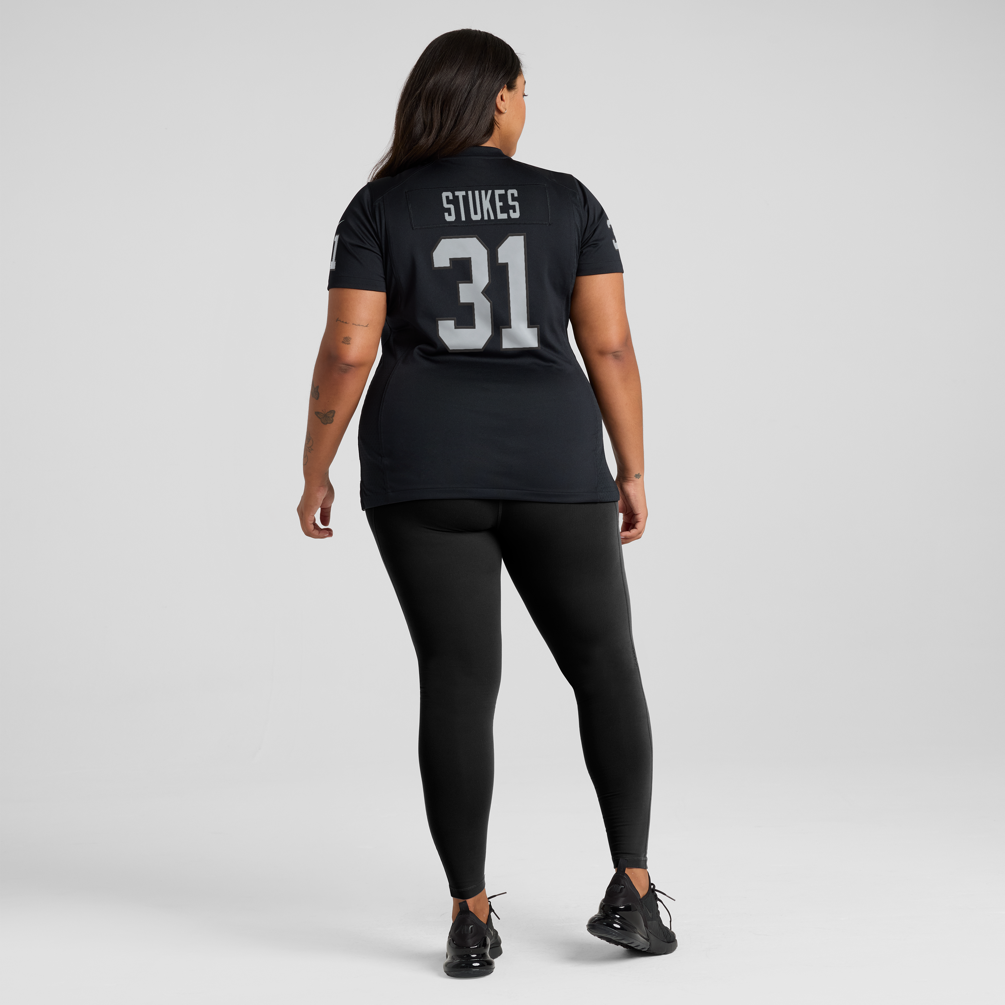 Maillot de match Nike Treydan Stukes noir pour femme, équipe des Raiders Las Vegas