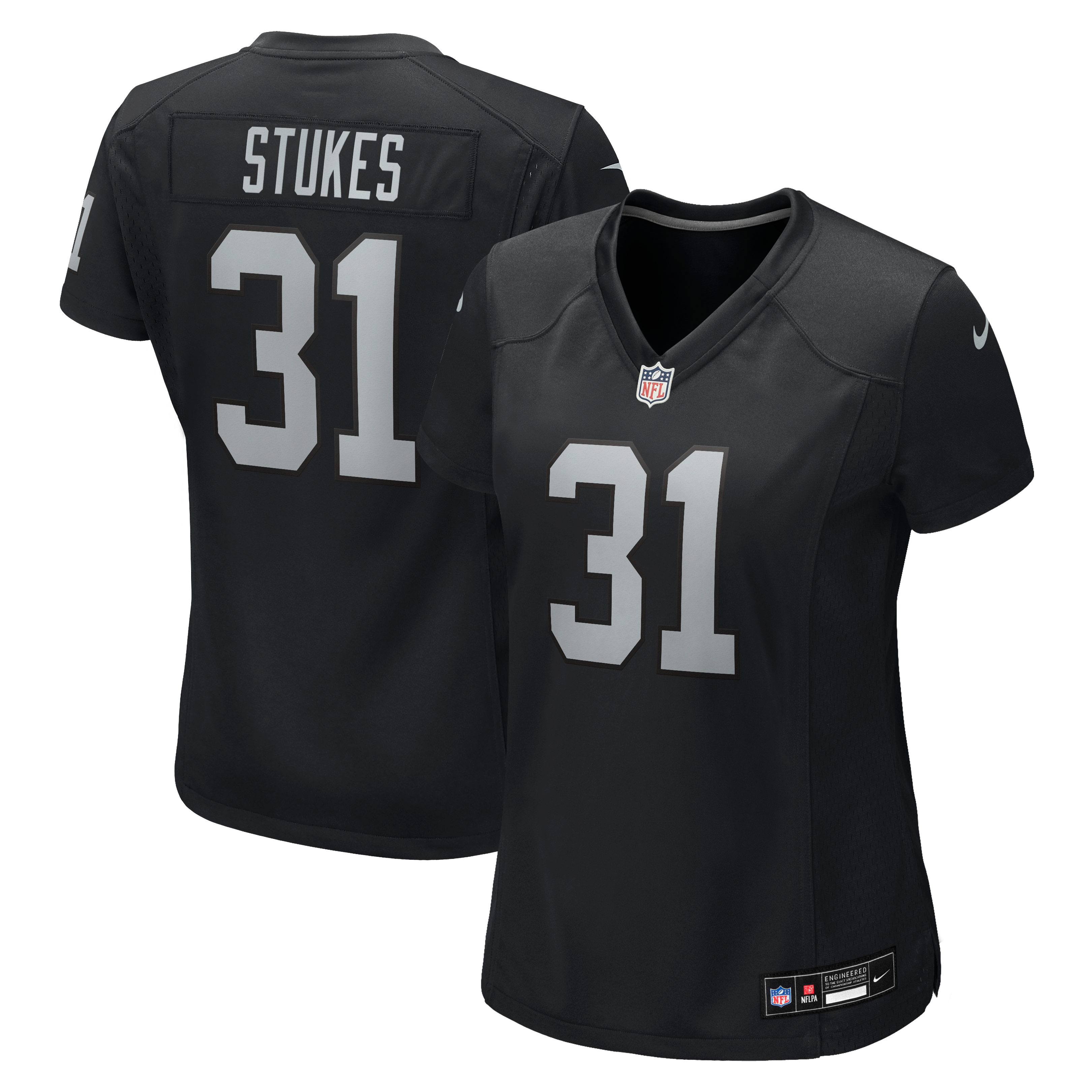 Maillot de match Nike Treydan Stukes noir pour femme, équipe des Raiders Las Vegas