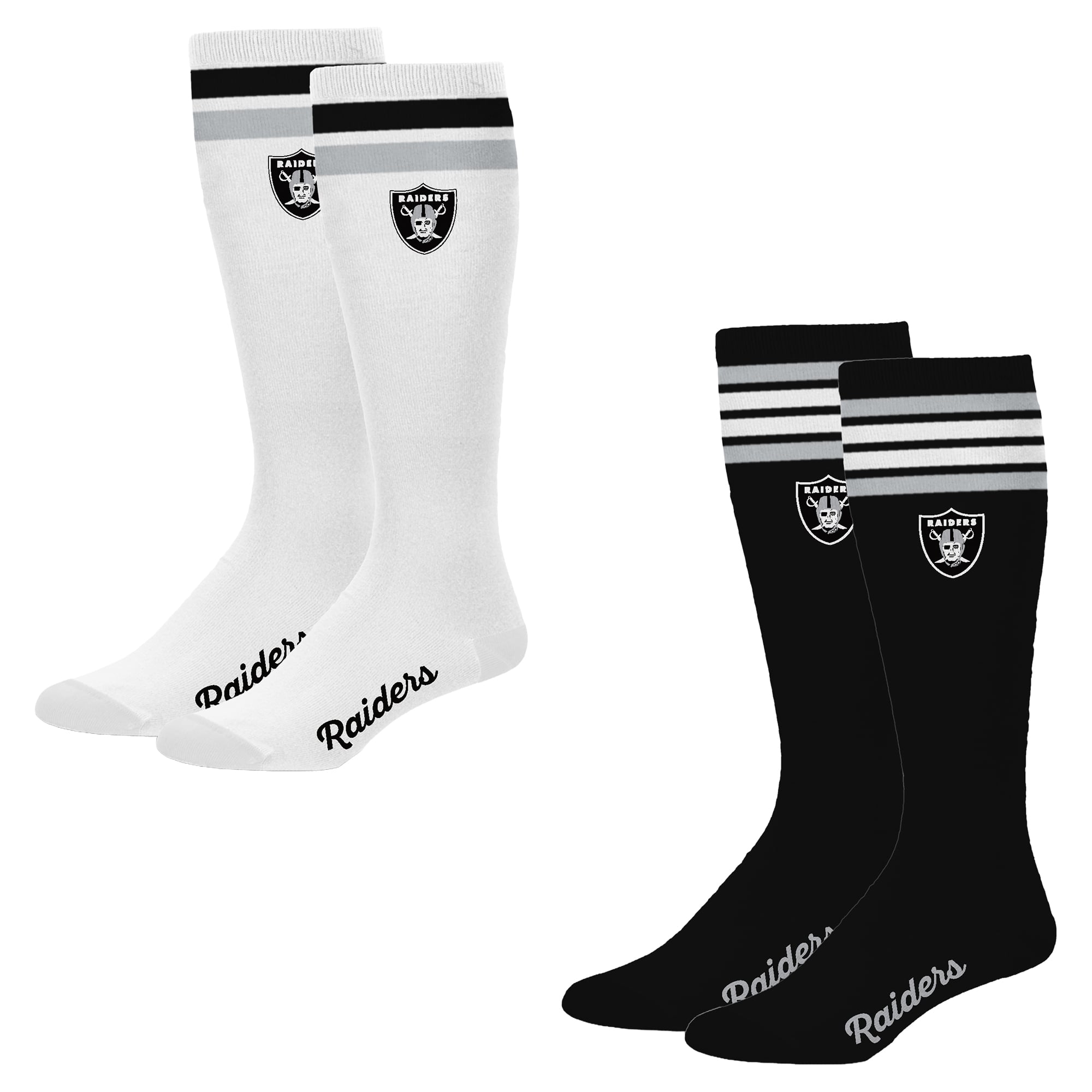 Women's PRO Compression Las Vegas Raiders Varsity Stripe Knee-High Compression Socks Two Pack