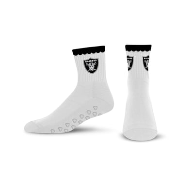  Las Vegas Raiders PRO Compression Women's Heartshape Grippers Yoga-Pilates Quarter Socks - White