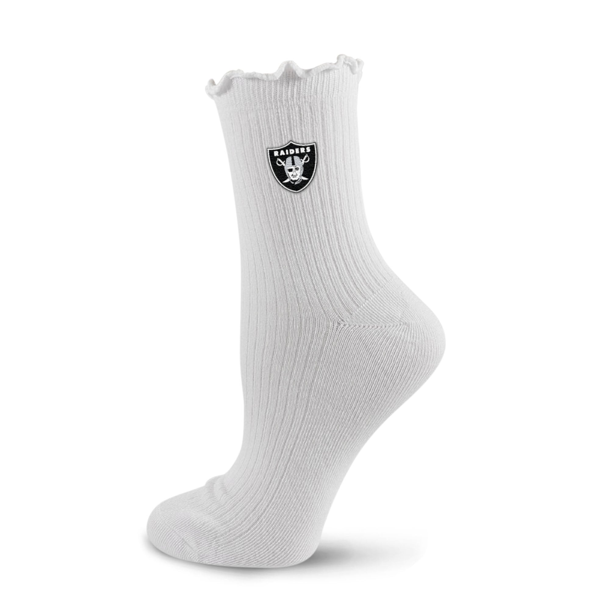 Chaussettes de compression PRO pour femmes, blanches, logo des Raiders de Las Vegas, ourlet ondulé.