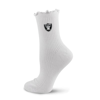  Las Vegas Raiders PRO Compression Logo Lettuce Hem Quarter Socks - White