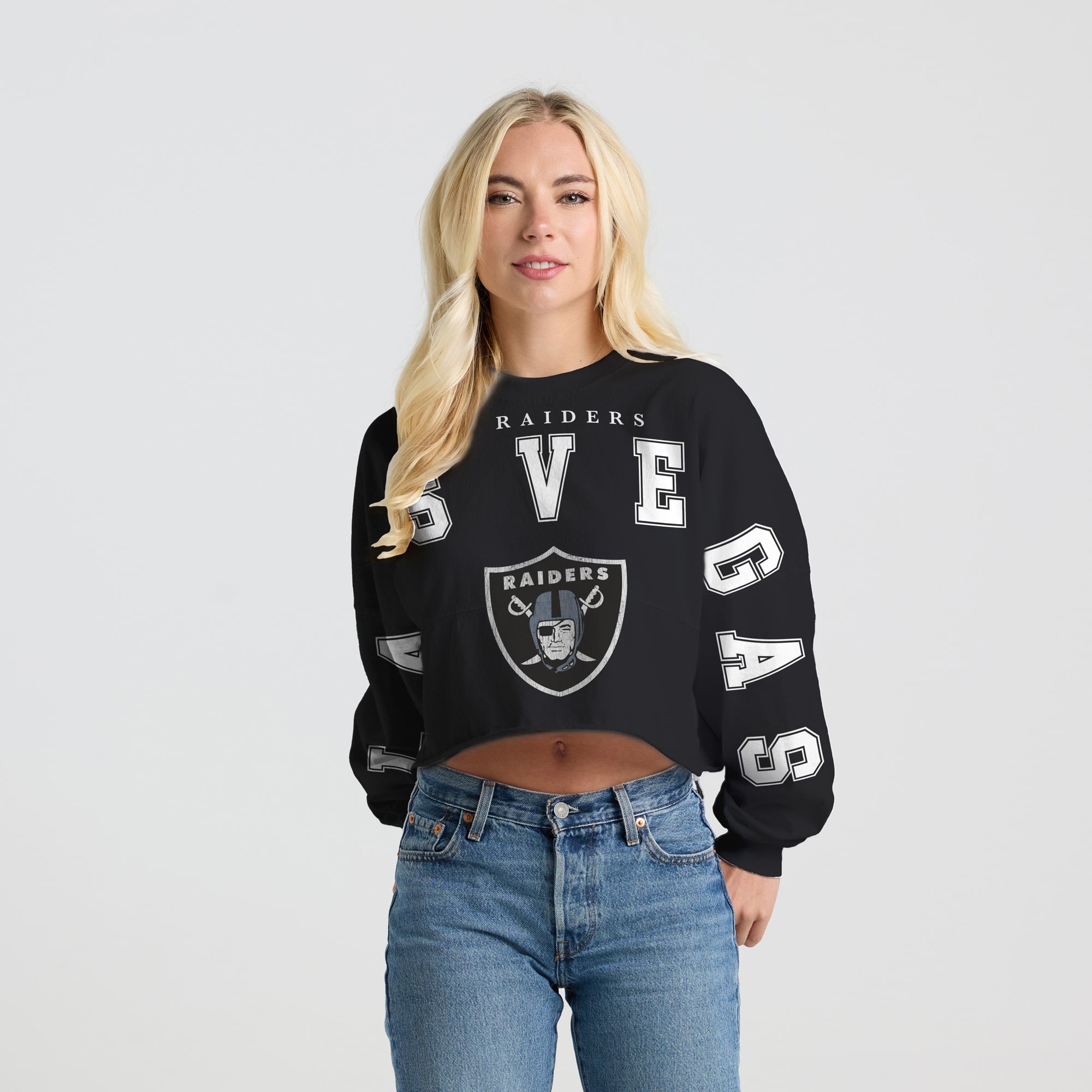 T-shirt court à manches longues Spirit Jersey noir pour femme, Las Vegas Raiders