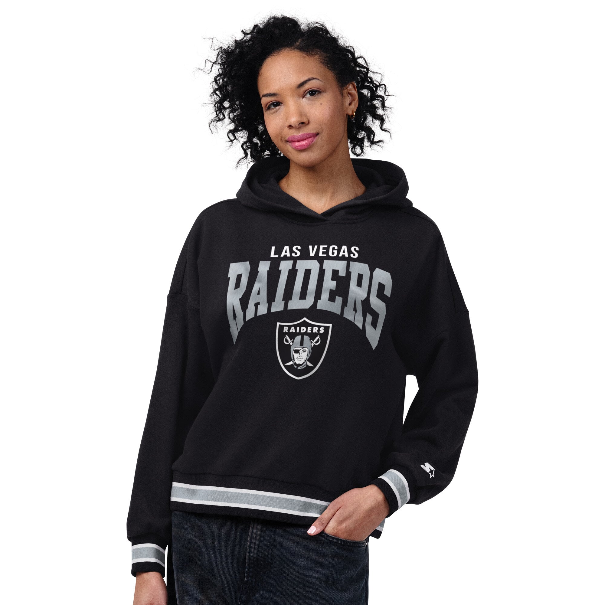 Women's Starter Black Las Vegas Raiders Home Plate Hoodie