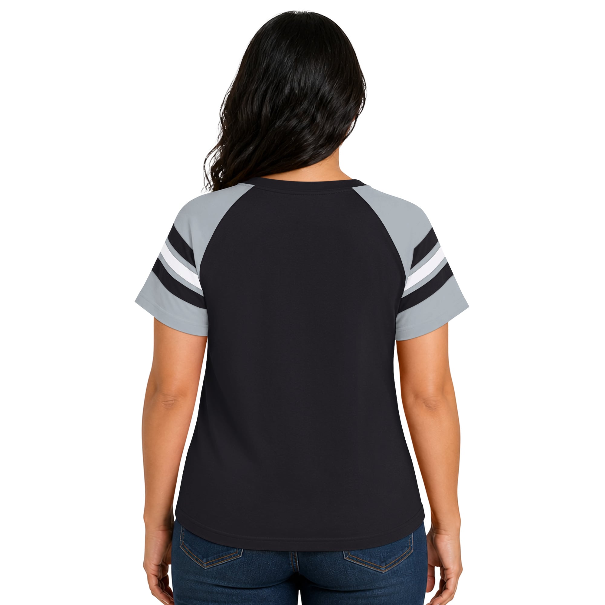 T-shirt raglan Starter noir pour femme, Las Vegas Raiders, grande taille, Game On, col cranté