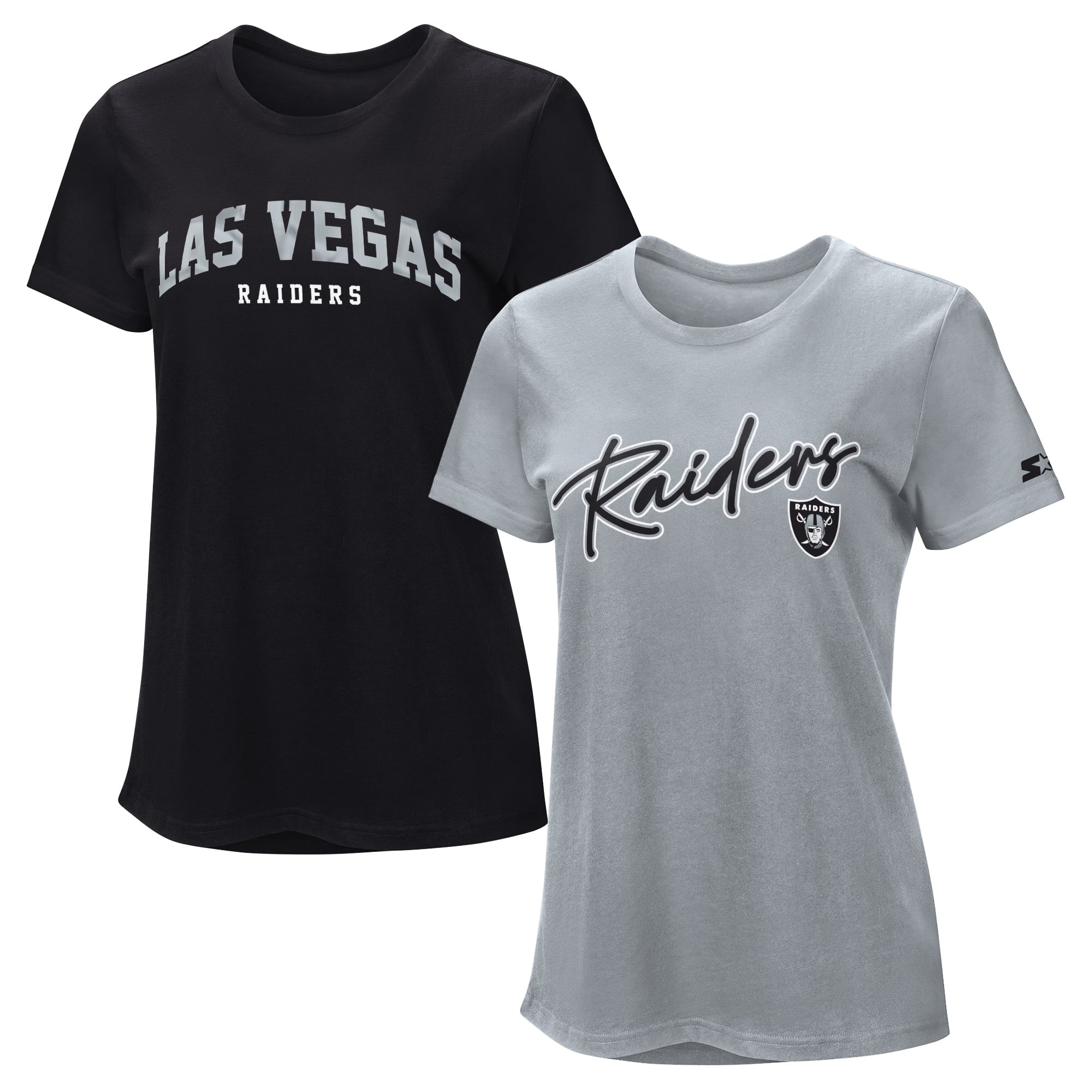Pack de t-shirts Starter pour femmes, noir et argent, Las Vegas Raiders