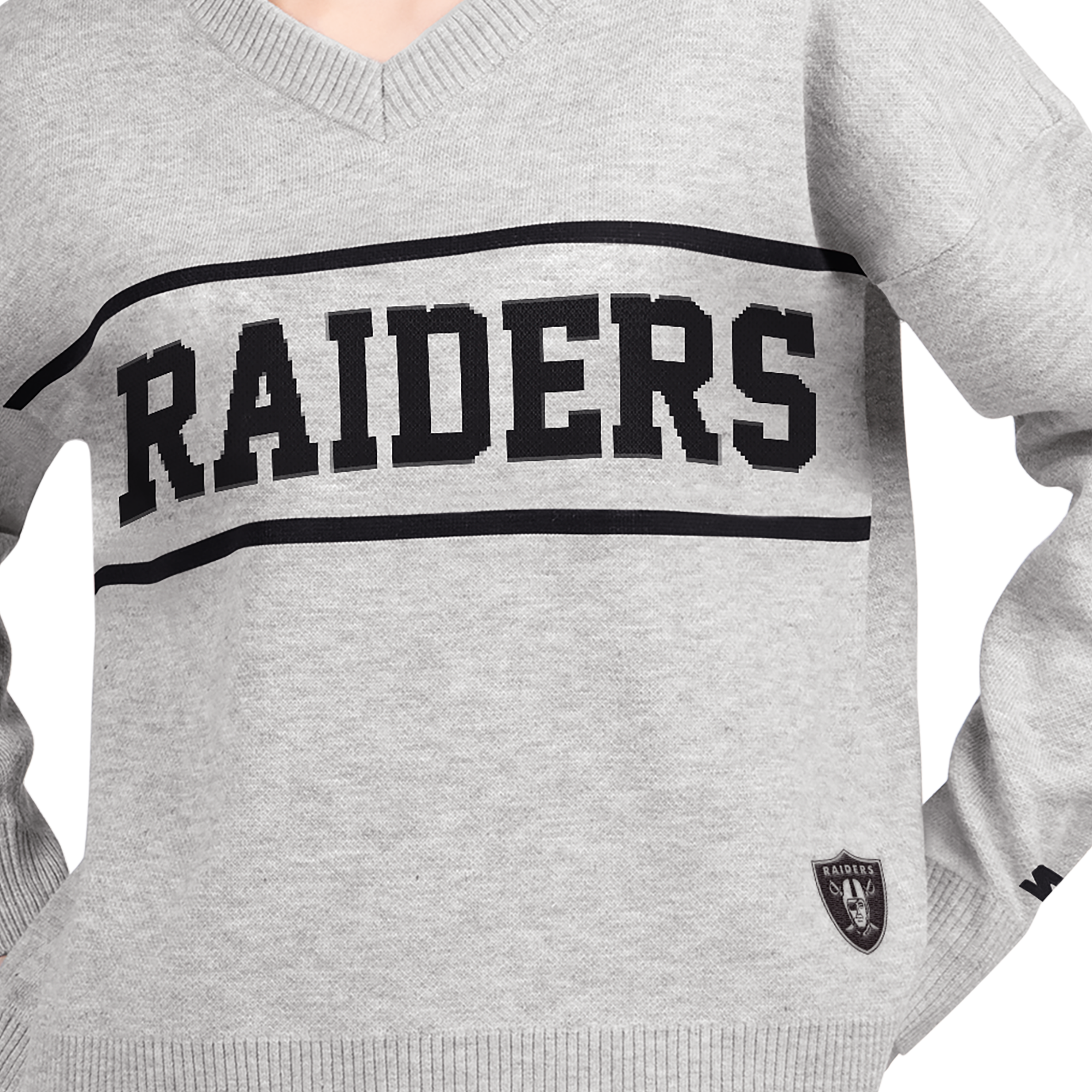 Pull à col en V gris Starter pour femme, Las Vegas Raiders Best Shot