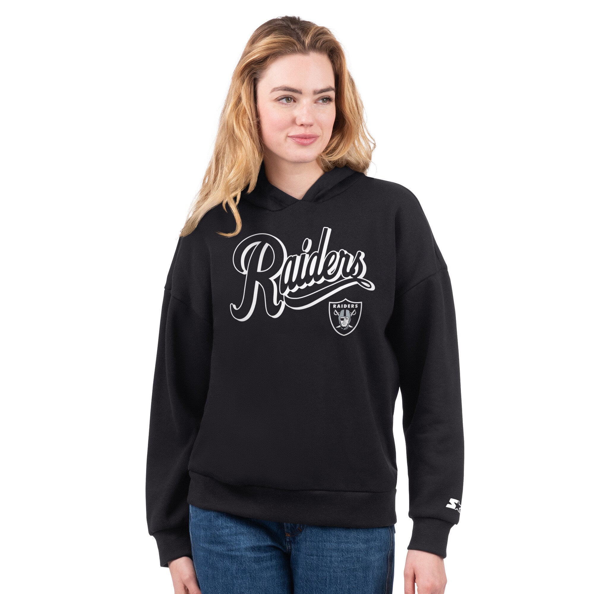 Ensemble sweat à capuche et t-shirt Starter argent/noir pour femme, Las Vegas Raiders