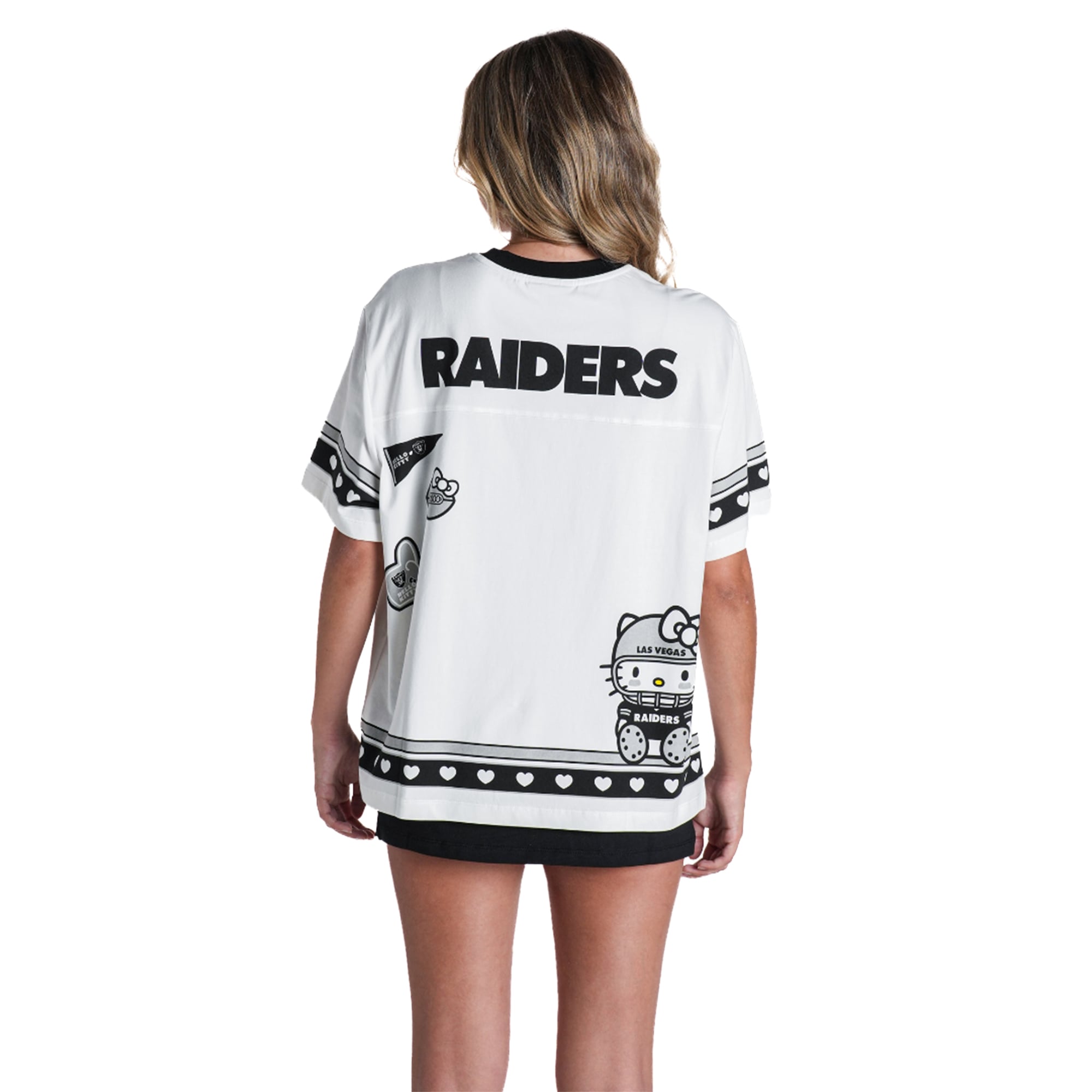 T-shirt oversize pour femme The Wild Collective x Hello Kitty Cream Las Vegas Raiders