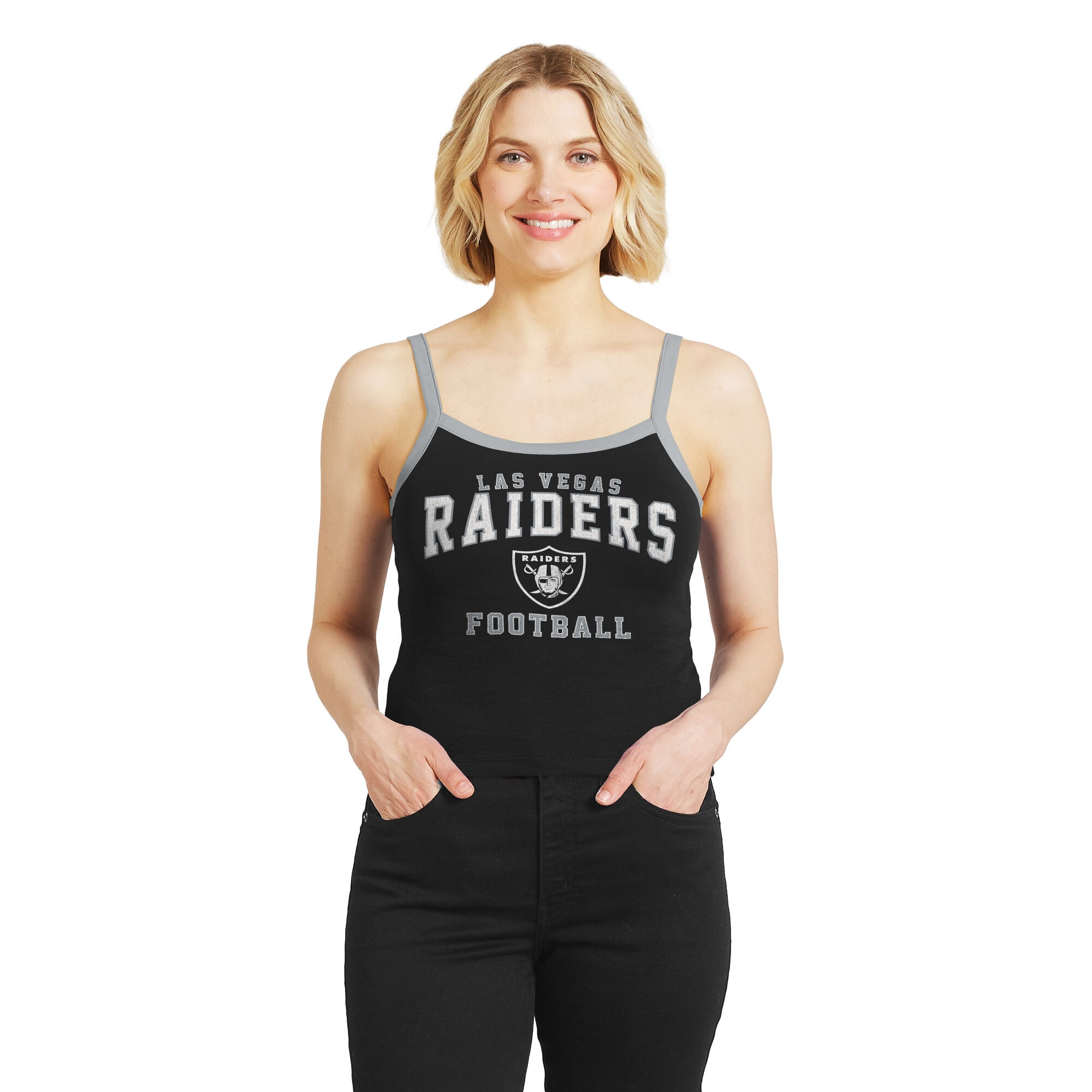 Débardeur à blocs de couleurs noir Las Vegas Raiders la marque WEAR by Erin Andrews pour femmes