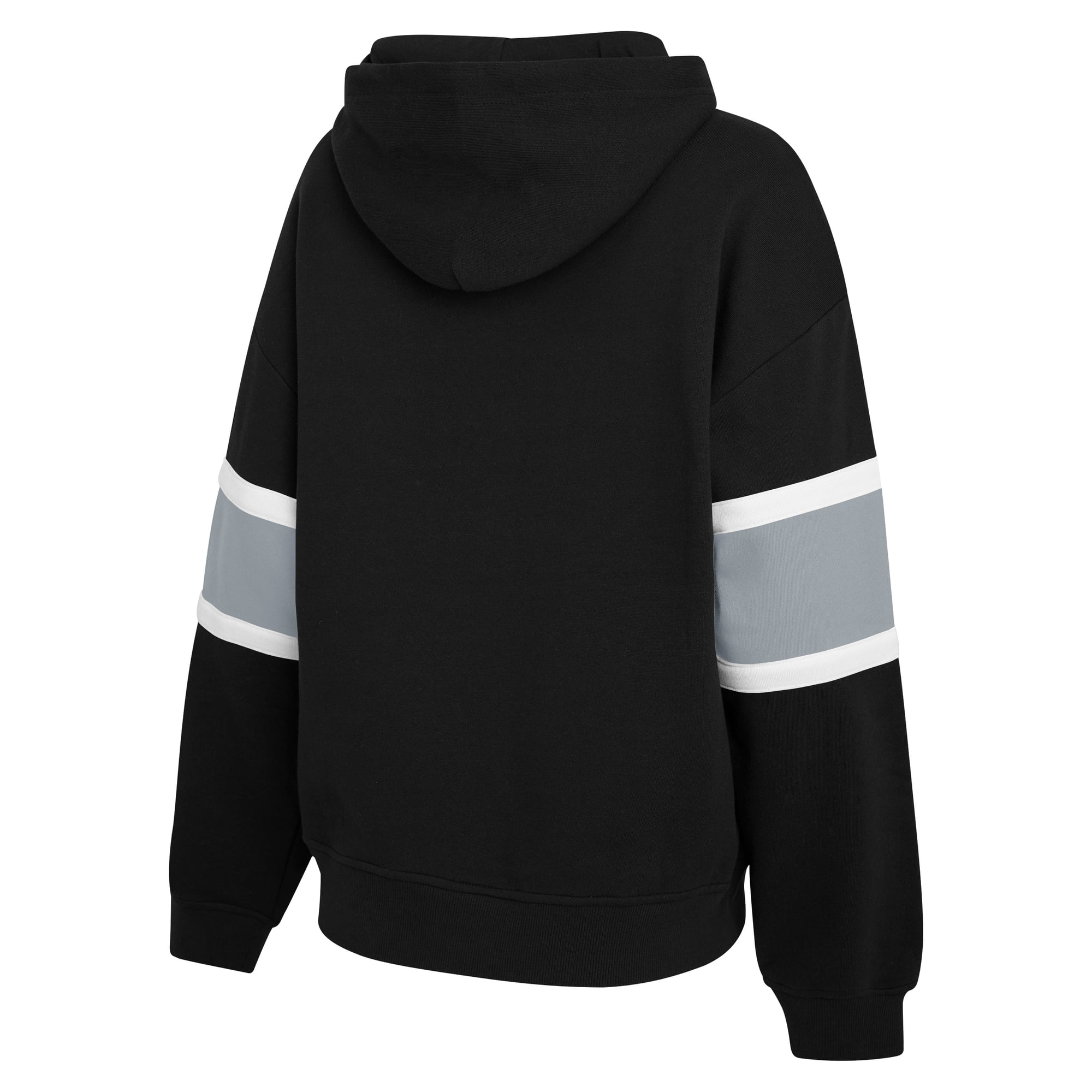 Sweat à capuche rayé noir Las Vegas Raiders de la marque WEAR by Erin Andrews pour femmes